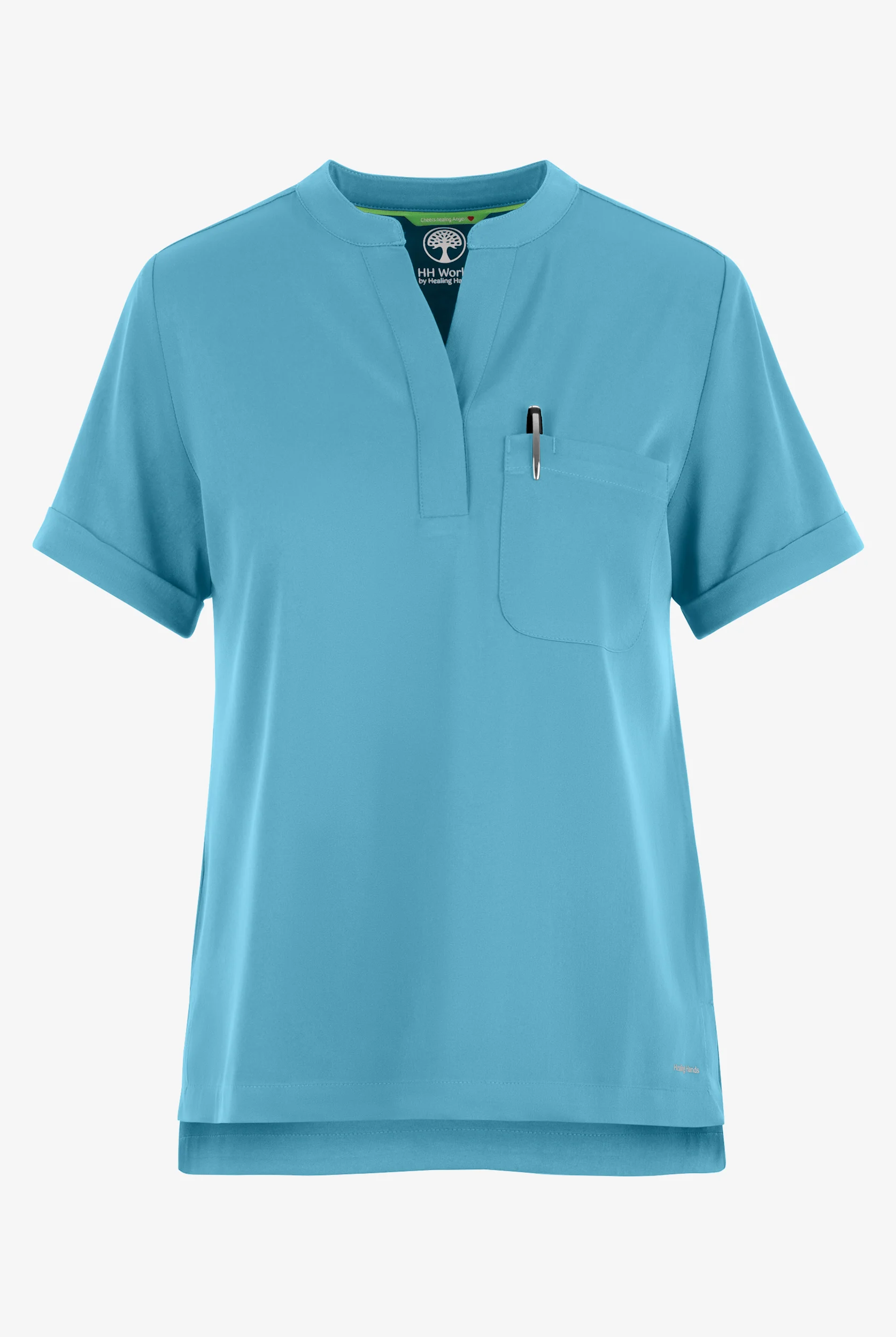 HH Works by Healing Hands Macy Women's 1-Pocket STRETCH Mandarin Collar Tuck In Scrub Top