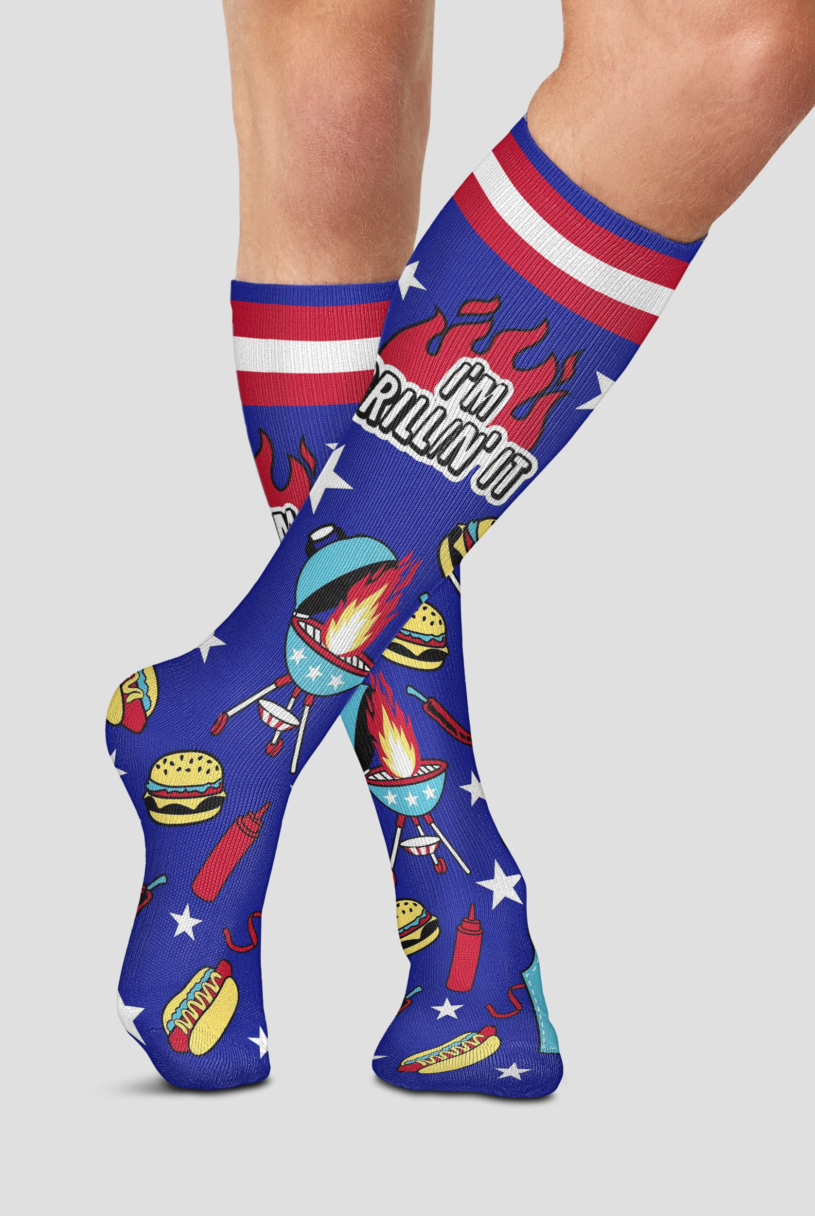 Cherokee Grillin' It Men's 10-15 mmHG Light Compression Socks