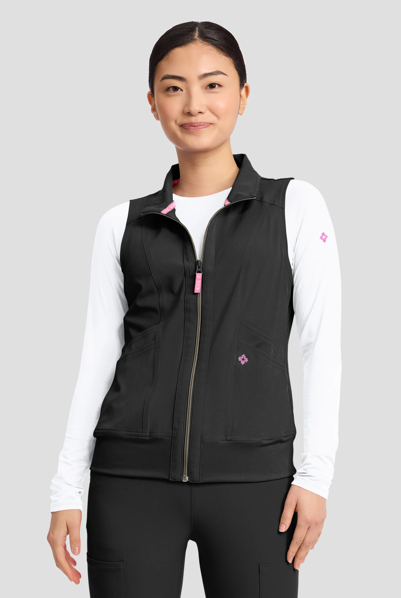 Chaleco m&eacute;dico Med Couture Amp STRETCH con capucha removible y 4 bolsillos para mujer