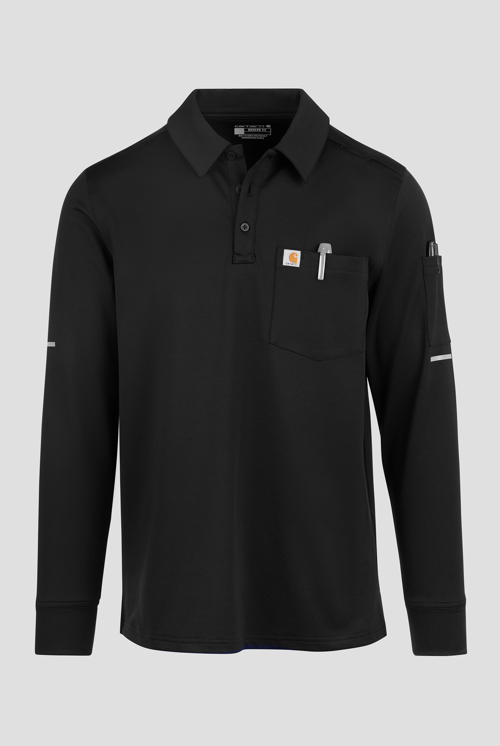 Carhartt Rugged Flex FLD & RSCU Men's 3-Pocket STRETCH Button Placket Long Sleeve Polo Scrub Top