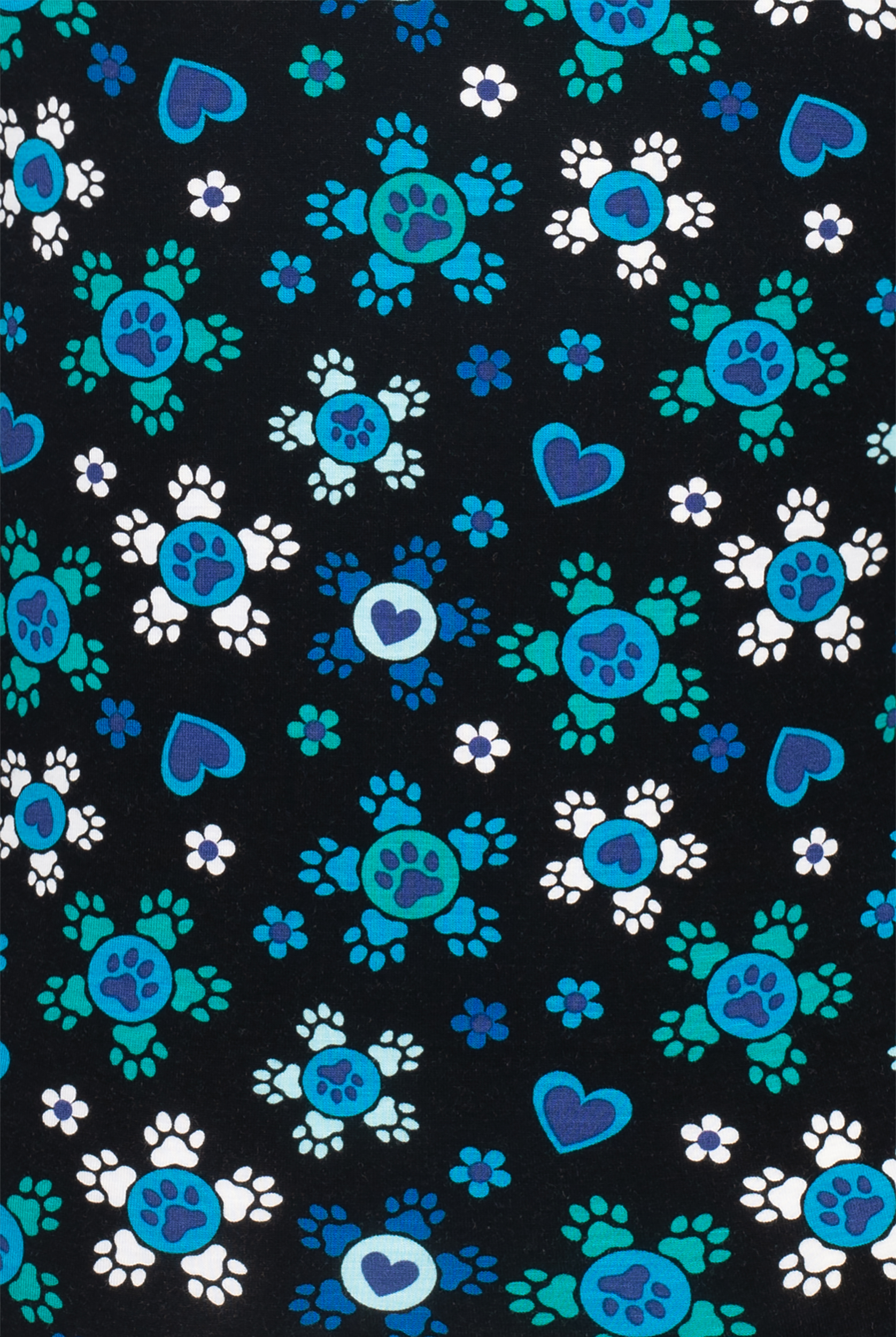 Zoe & Chloe Fur-Fetti Hearts & Paws Women's STRETCH  Long Sleeve Knit Print Underscrub