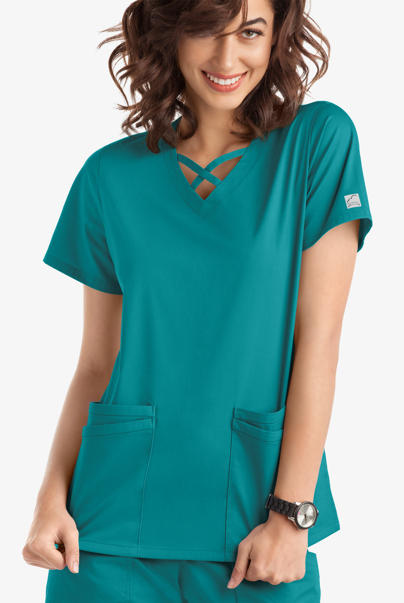 Butter-Soft STRETCH Women's 4-Pocket Crisscross Scrub Top