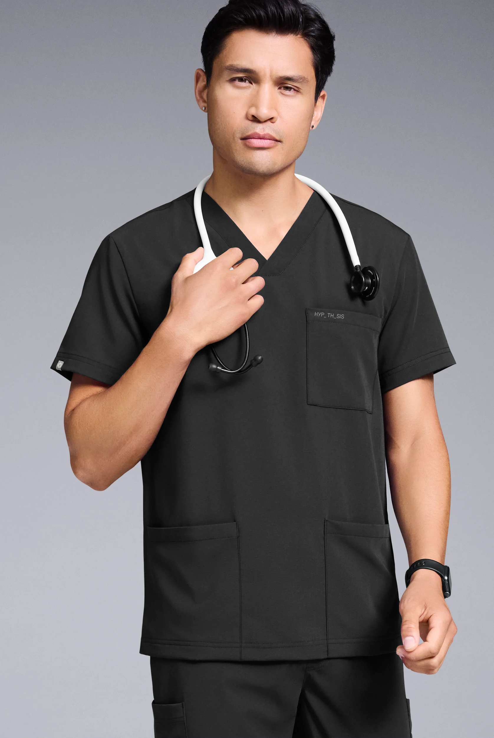 Camisa m&eacute;dica Hypothesis S-R Shift Ready con cuello en V y 4 bolsillos para hombre