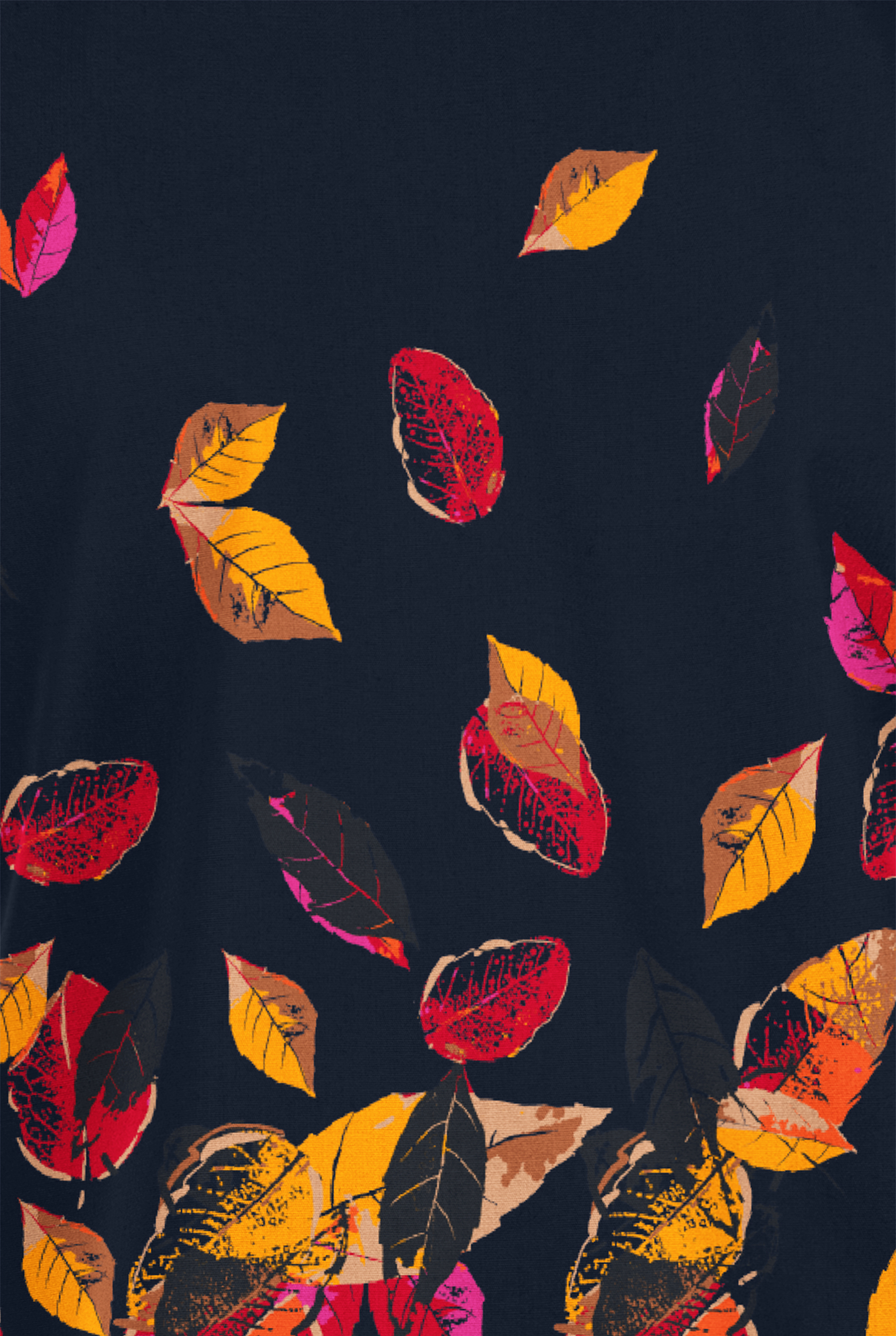 Blusa médica estampada Butter-soft Originals Autumn Border Navy con cuello en V y 2 bolsillos para mujer