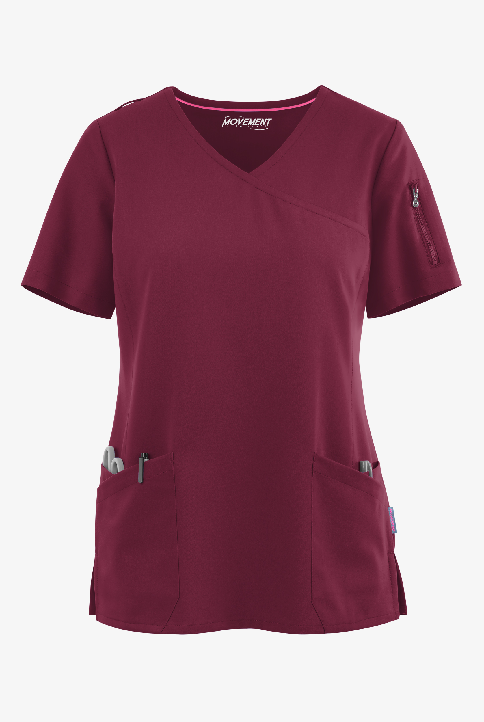 MOVEMENT by Butter-Soft Capella Women's 5-Pocket Faux Wrap STRETCH Scrub Top