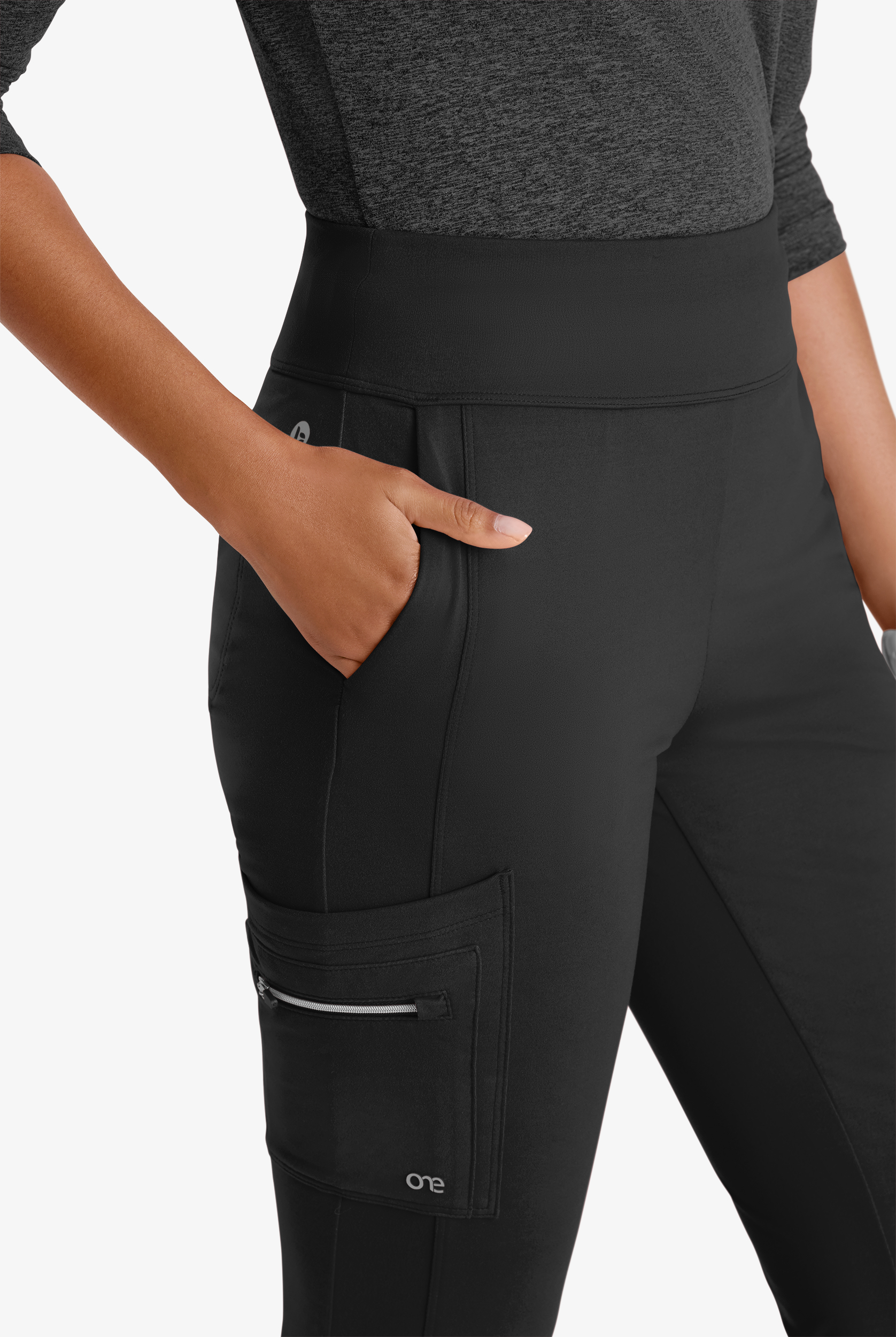 Pantalón médico Barco One Performance Knit Sprint STRETCH de tiro alto con piernas acampanadas y 7 bolsillos para mujer