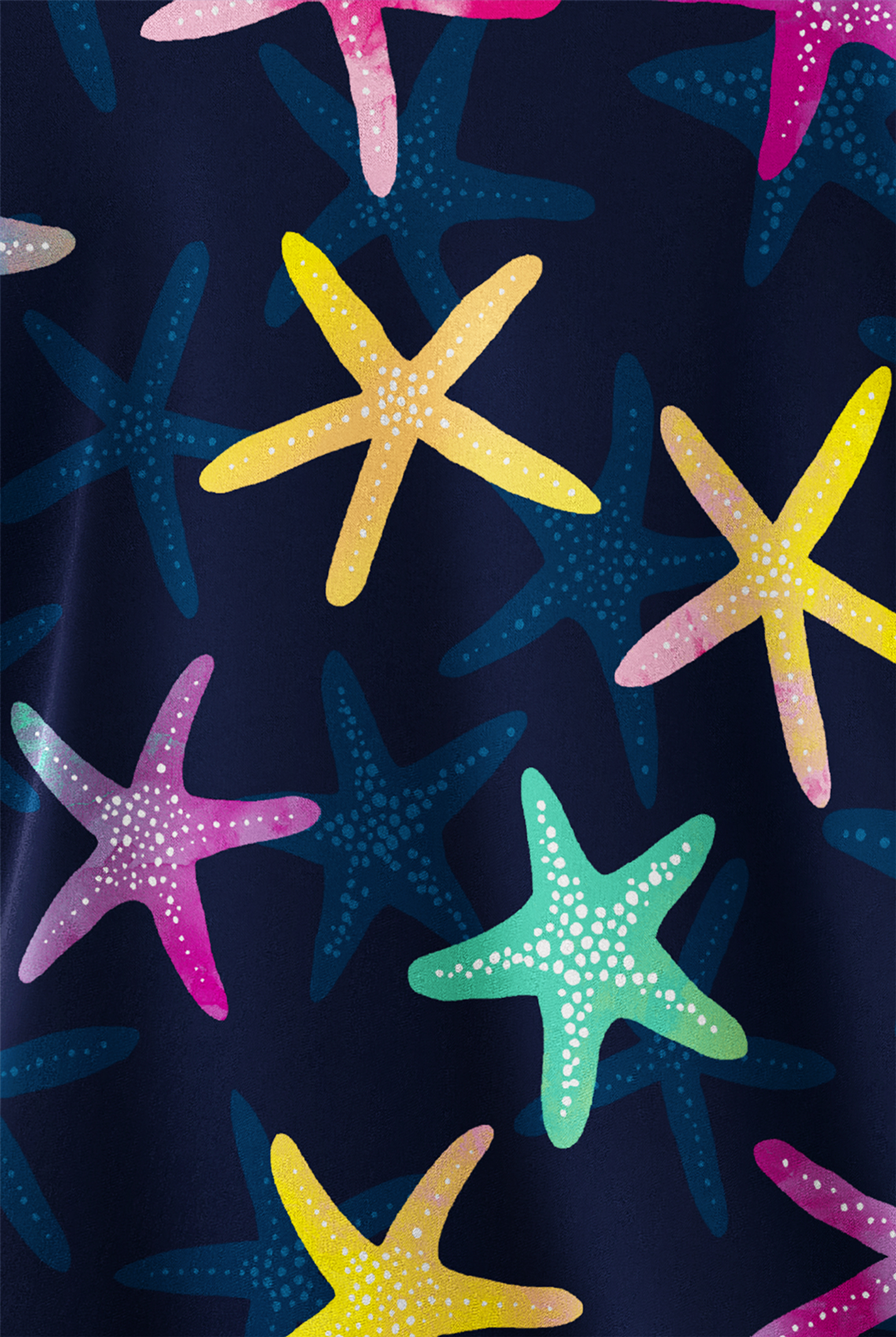 Butter-Soft STRETCH Seastar Symphony Navy Women's 2-Pocket V-Neck Print Scrub Top