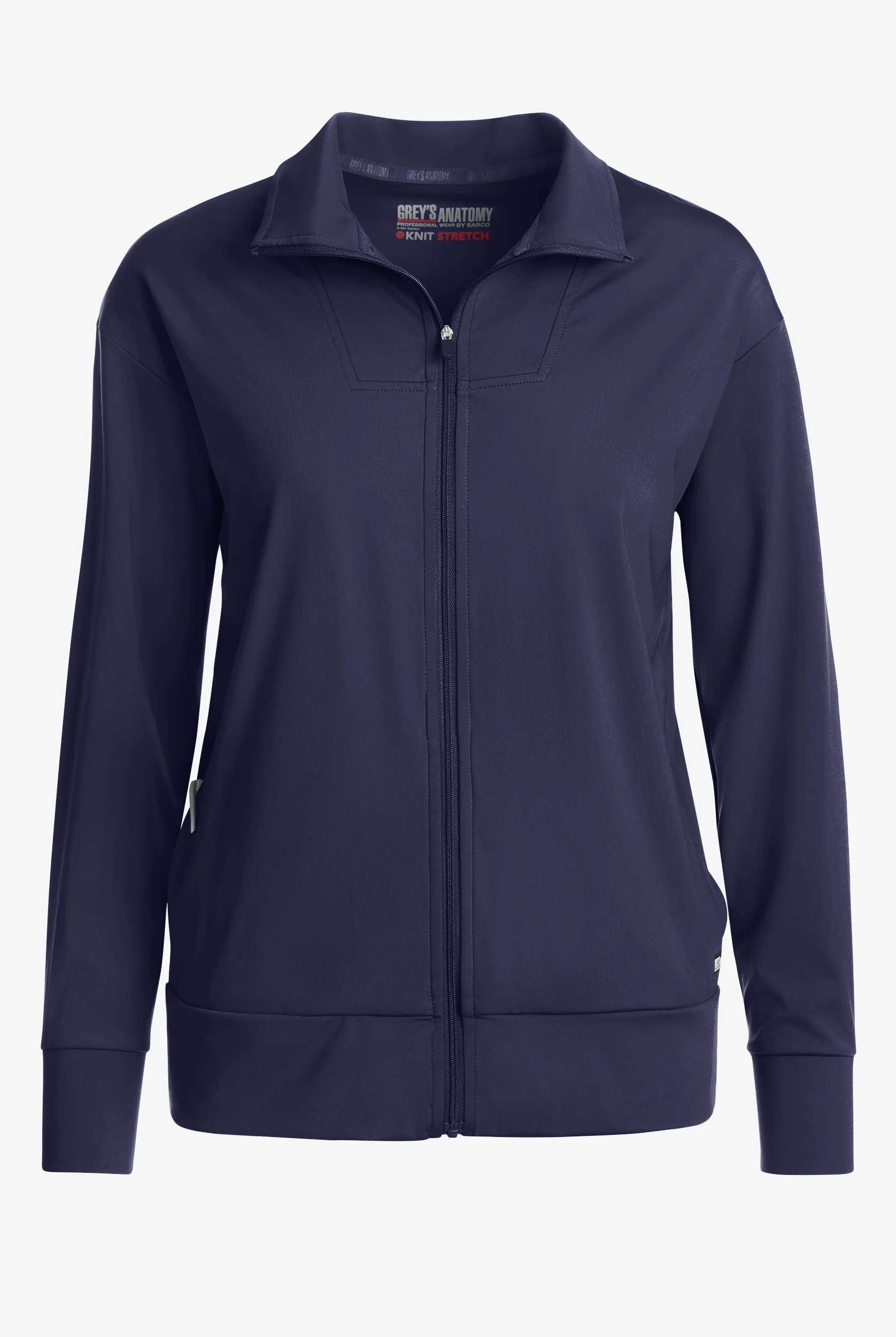 Grey's Anatomy by Barco Knit STRETCH Ease Warm Up Women's 4-Pocket Zip Front Scrub Jacket