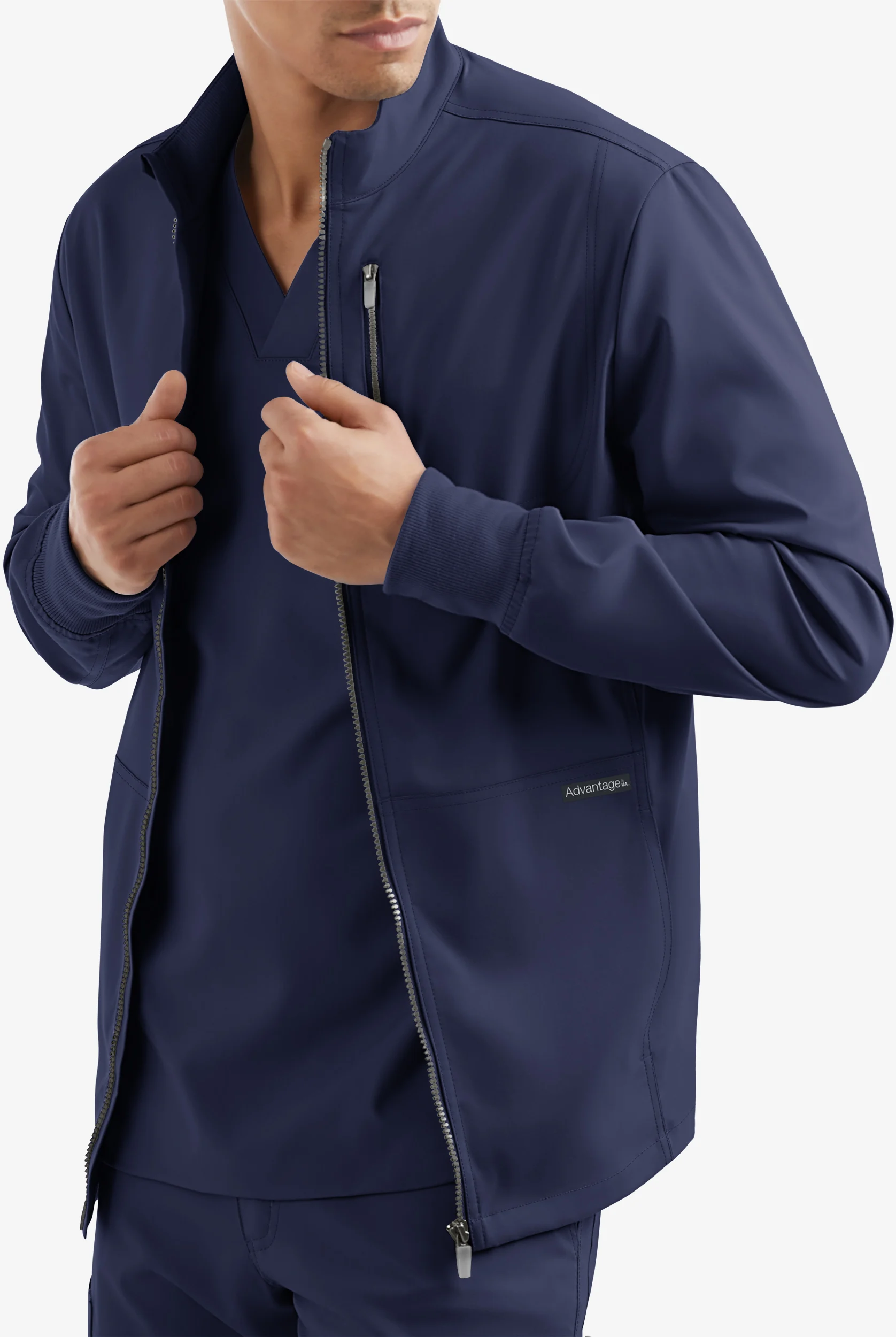 Advantage STRETCH Men's 4-Pocket Zip Front Warm-Up Scrub Jacket