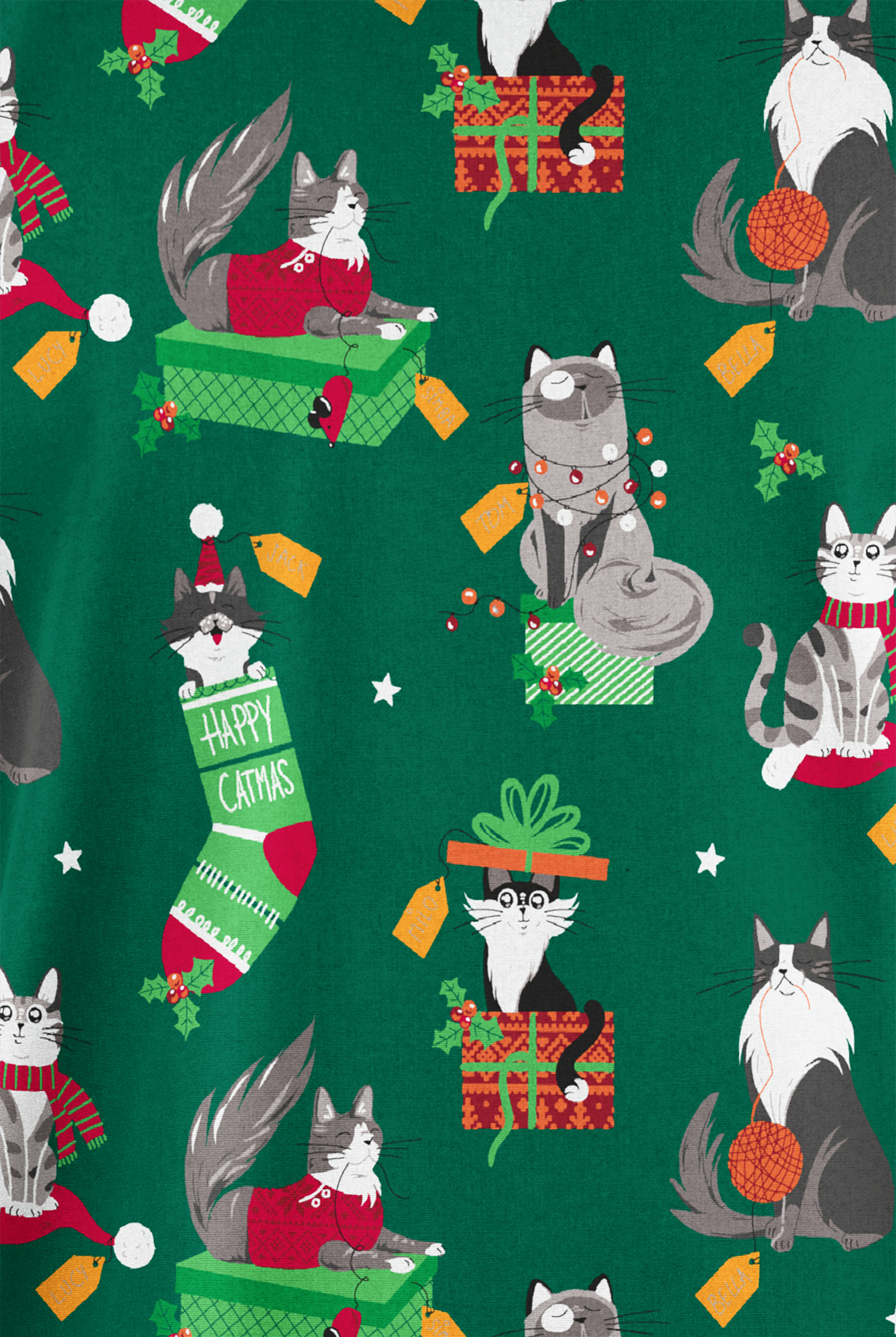 Butter-Soft Originals Playful Christmas Hunter Women's 2-Pocket Classic Fit V-Neck Print Scrub Top