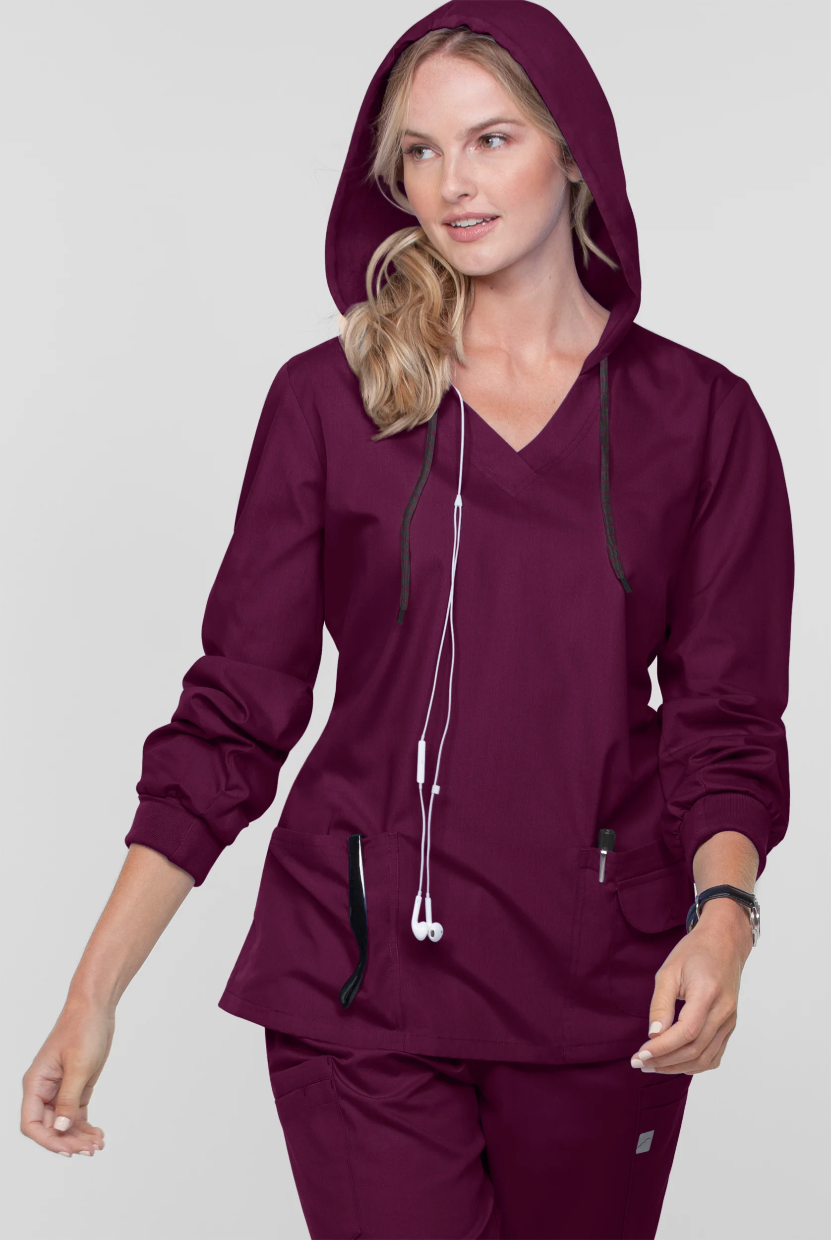 Strictly Scrubs Women's 5-Pocket Long Sleeve Pullover Hoodie