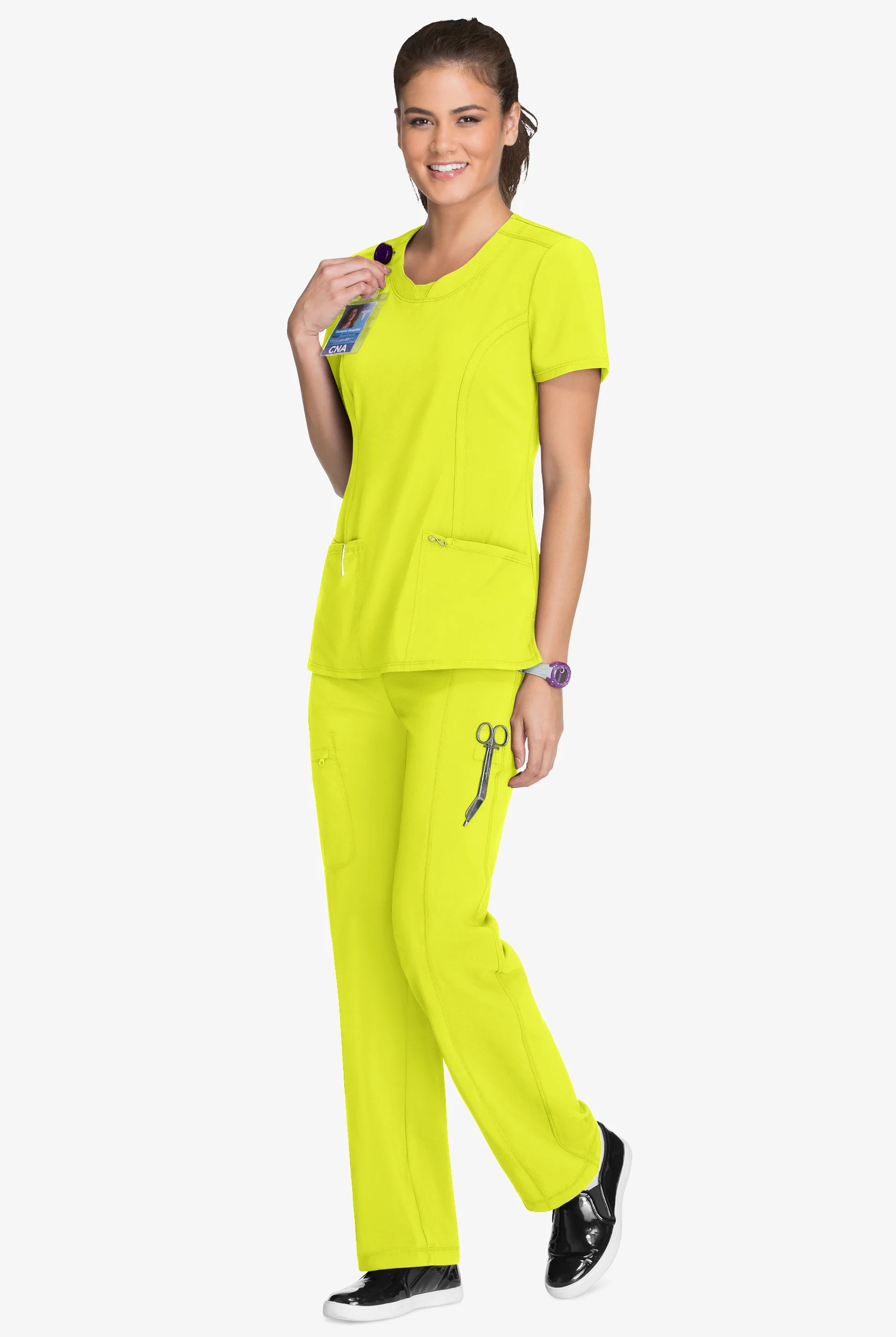 Infinity Women's 3-Pocket STRETCH Round Neck Scrub Top