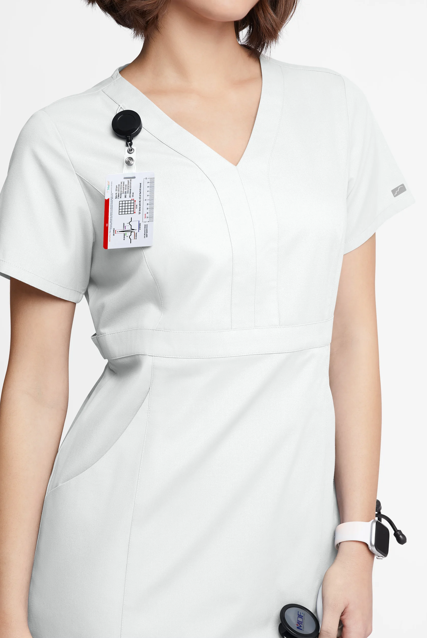 Butter-Soft Originals Women's 4- Pocket V-Neck Empire Waist Dress