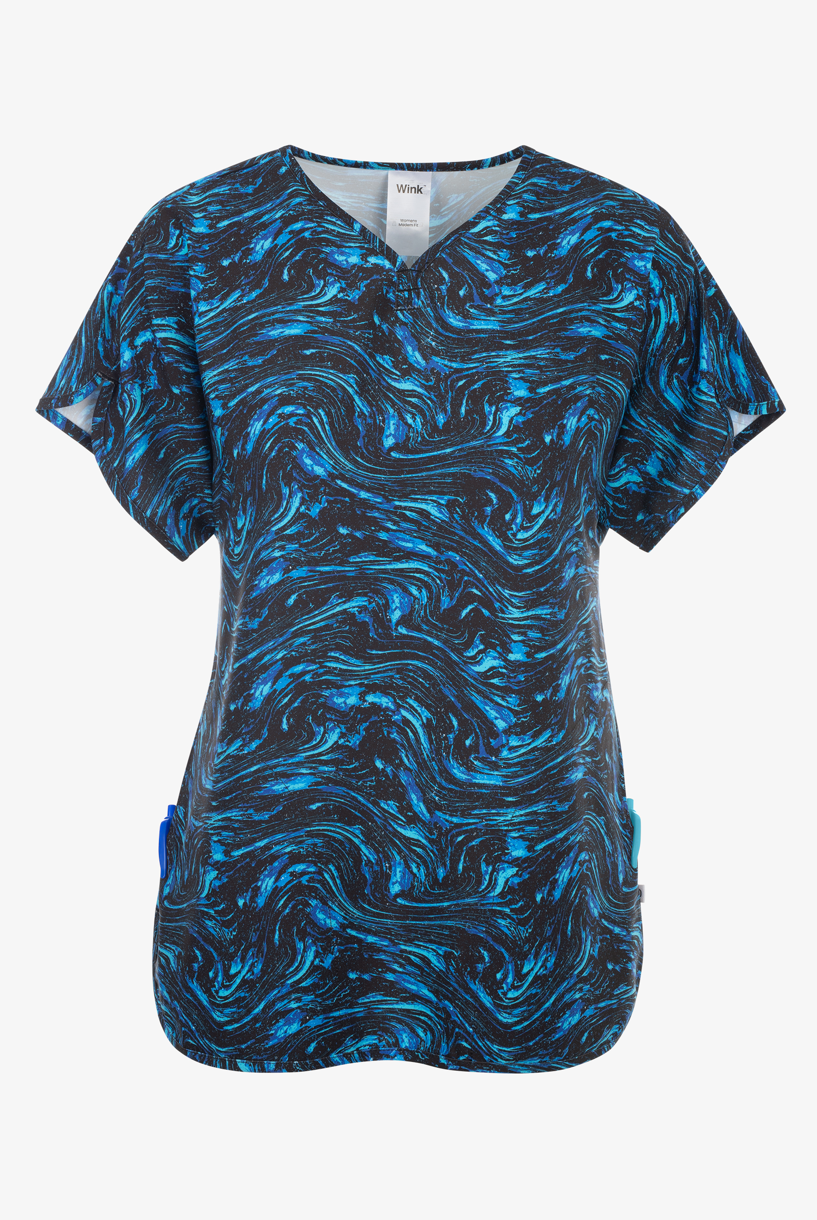 Wonder Wink Starry Sparkle Women's 2-Pocket STRETCH Y-Neck Print Scrub Top