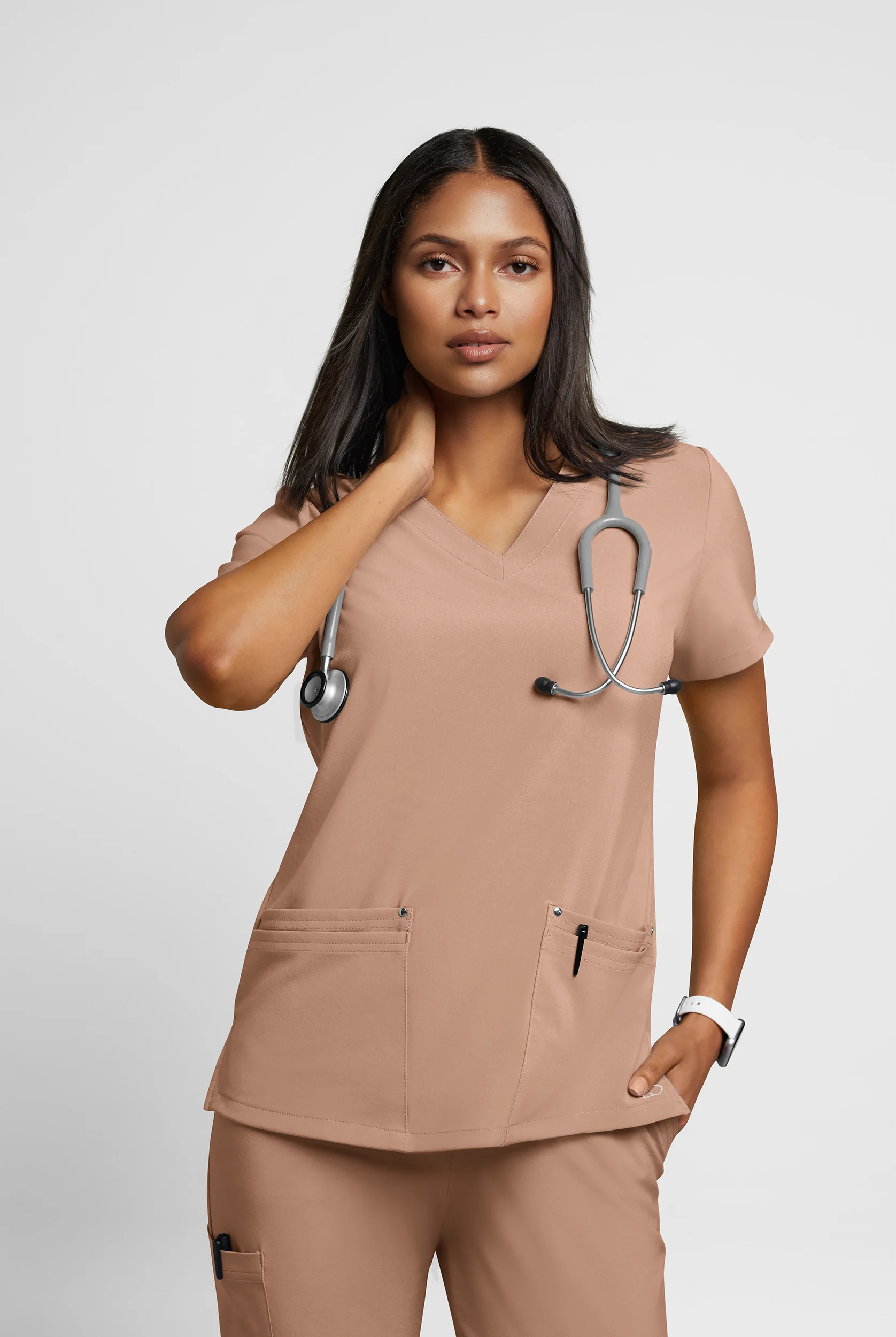 Easy STRETCH Lina Mitered Women's 4-Pocket V-Neck Scrub Top