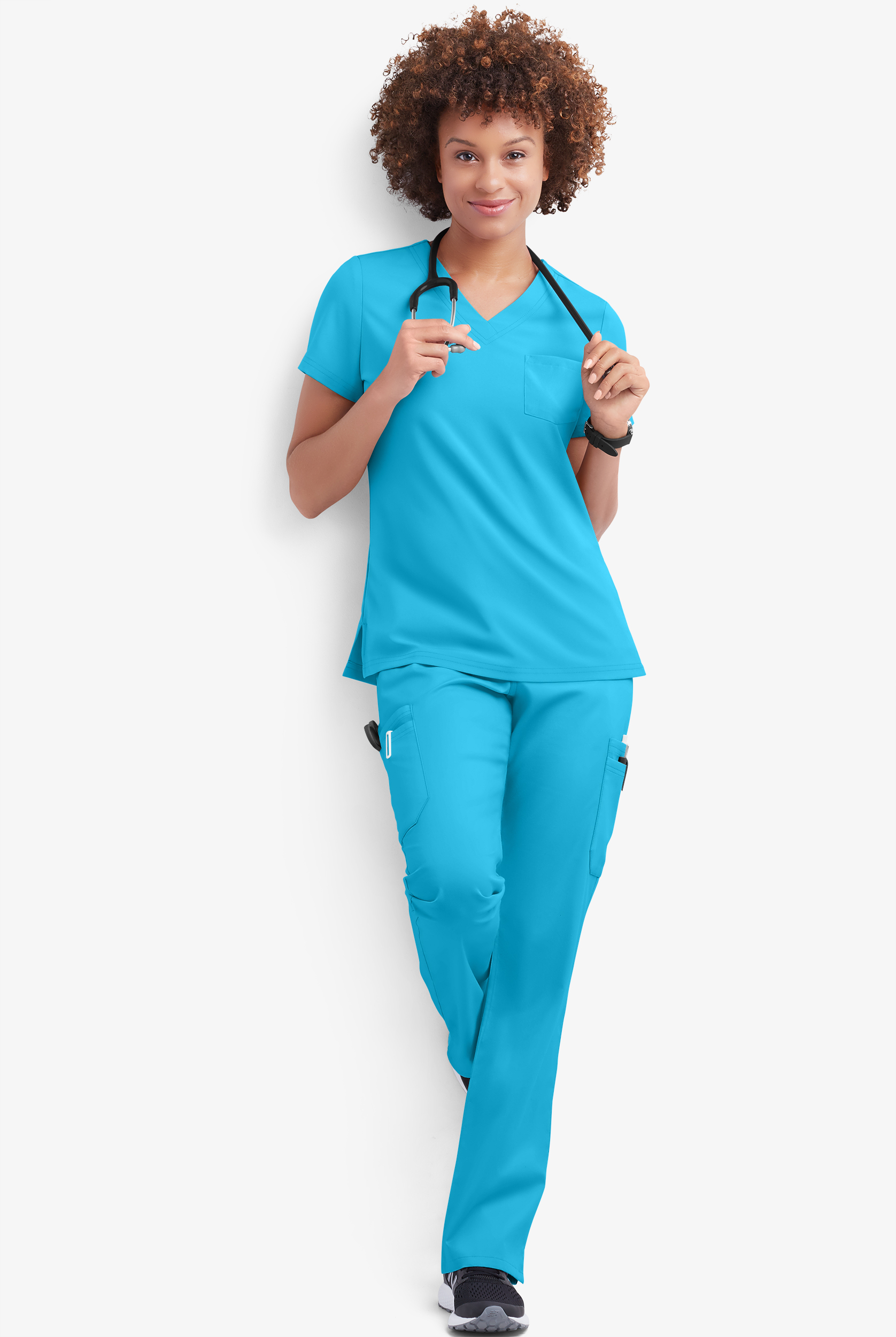 Butter-Soft STRETCH Women's 9-Pocket Drawstring with Back Elastic Scrub Pants - Petite