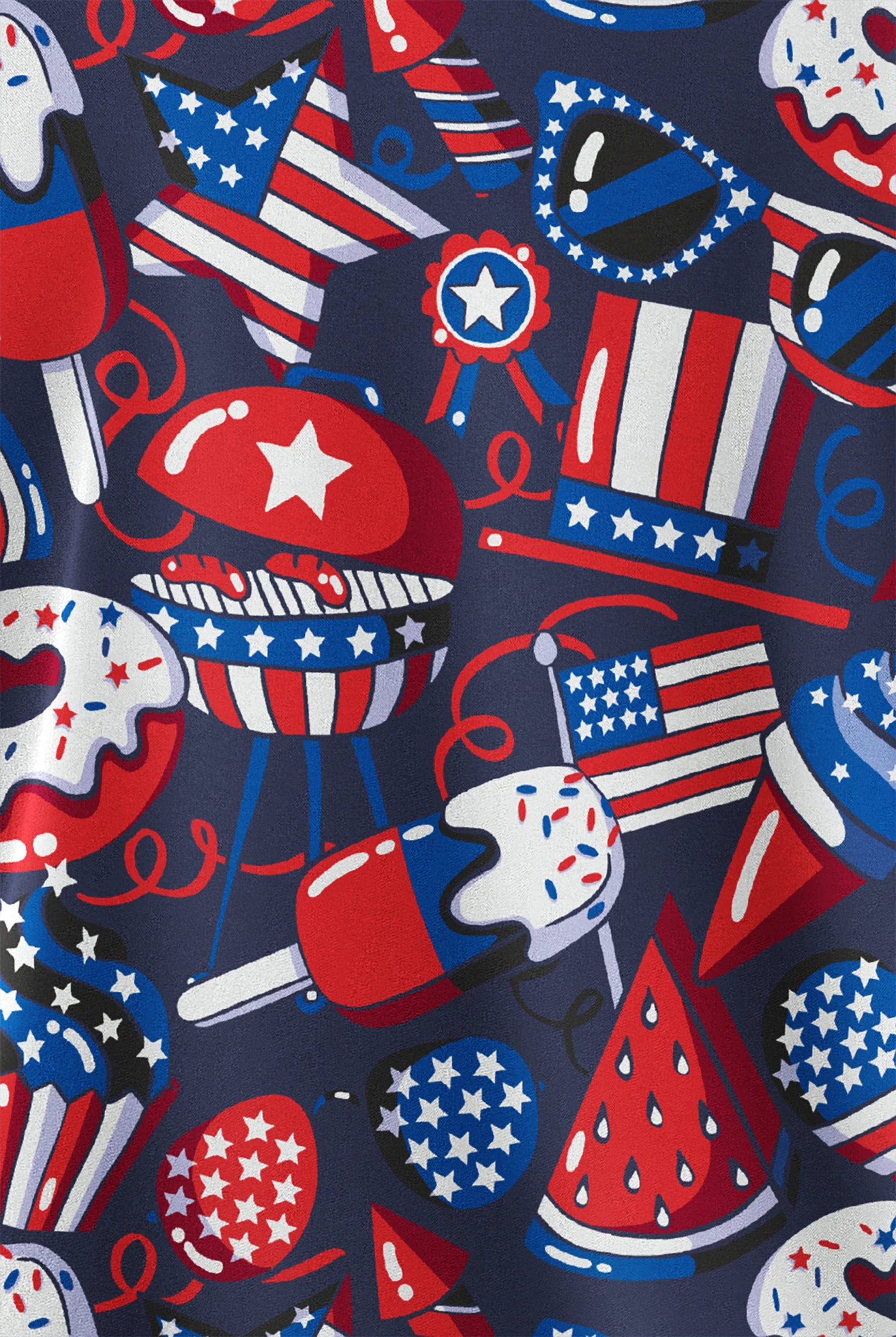 Butter-Soft STRETCH Freedom Celebration Women's 2-Pocket V-Neck Print Scrub Top