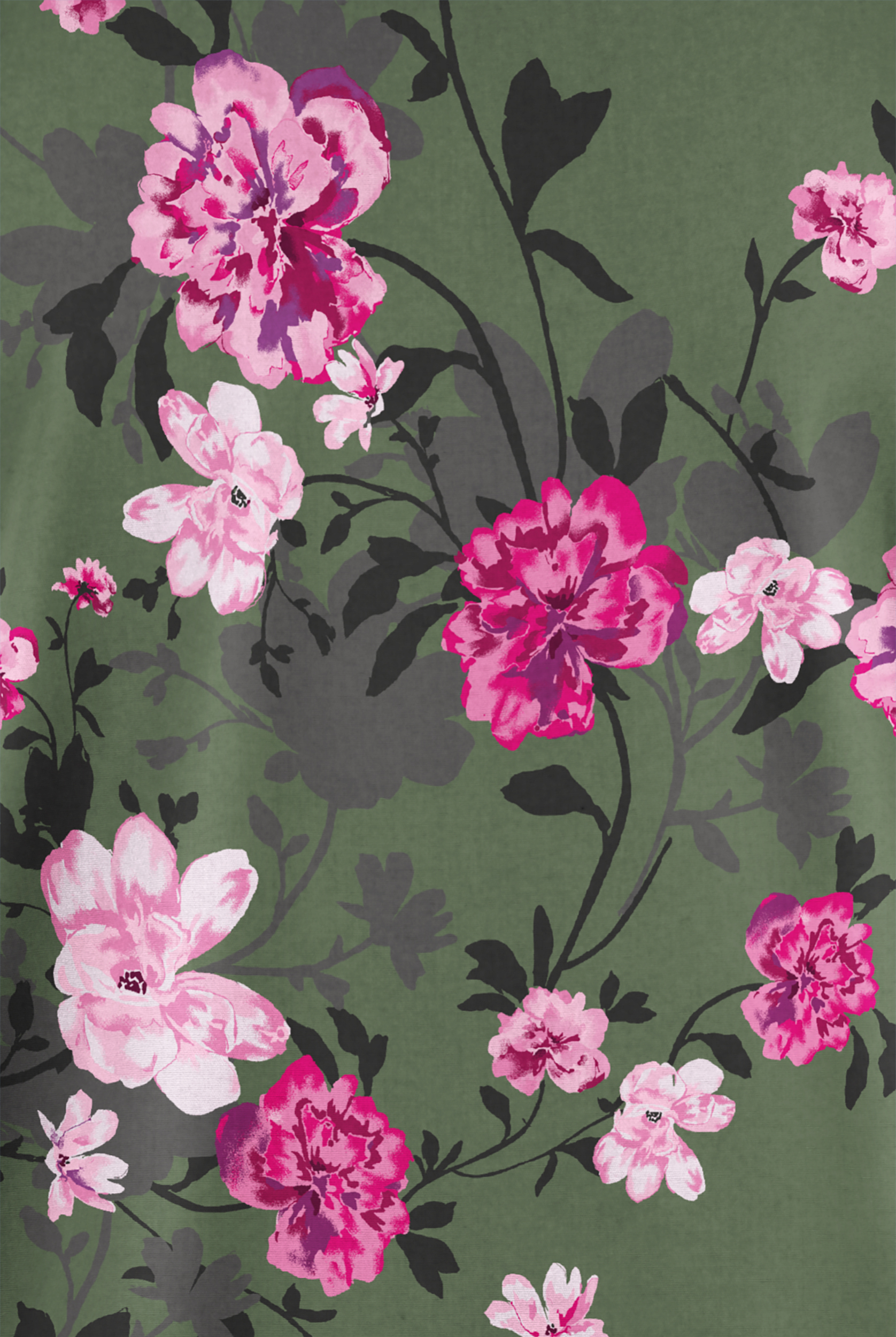 Butter-Soft Originals Rose Dream Vine Light Olive Women's 2-Pocket V-Neck Print Scrub Top