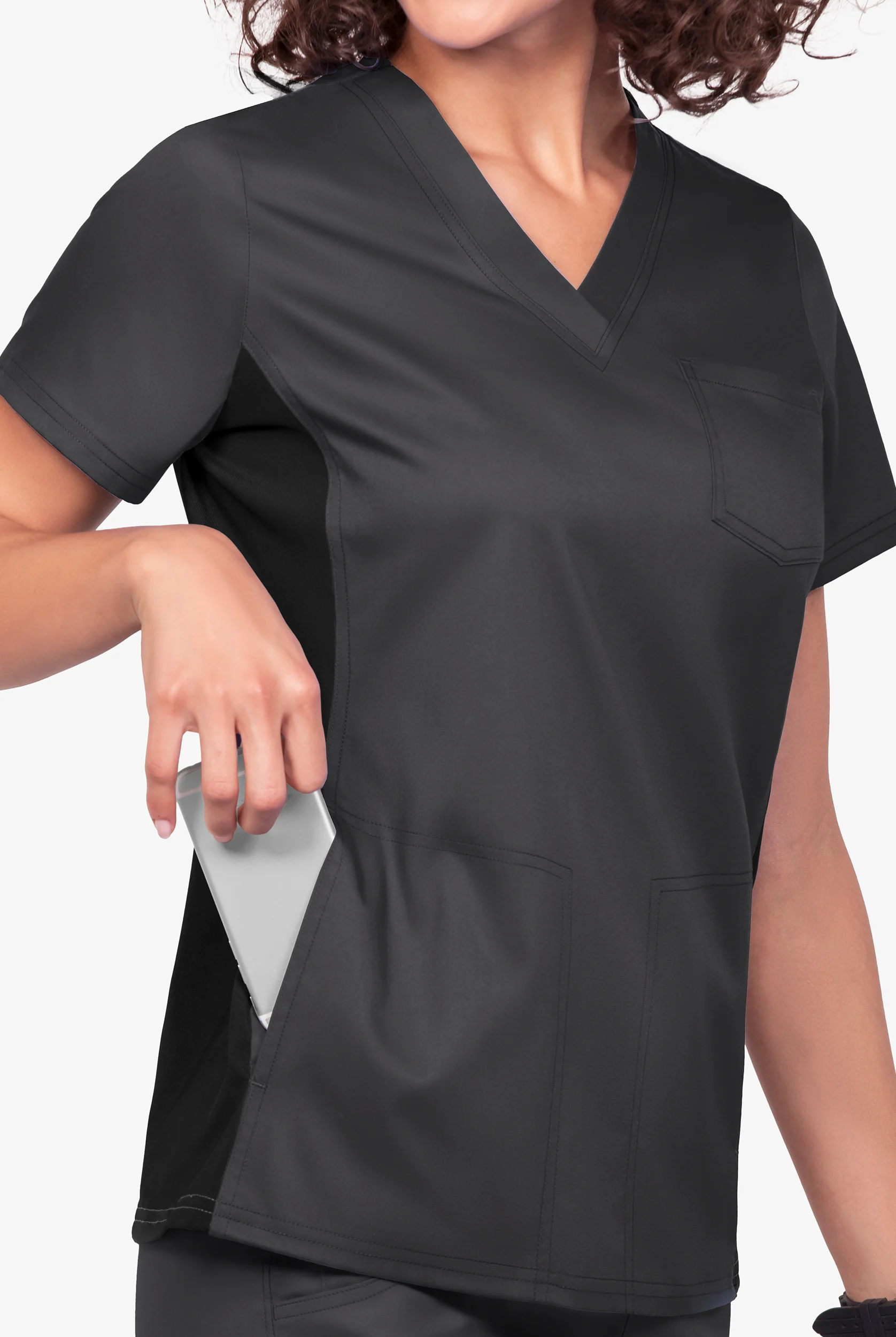 UA Flex2 Women's 3-Pocket Knit Side Panels V-Neck STRETCH Scrub Top
