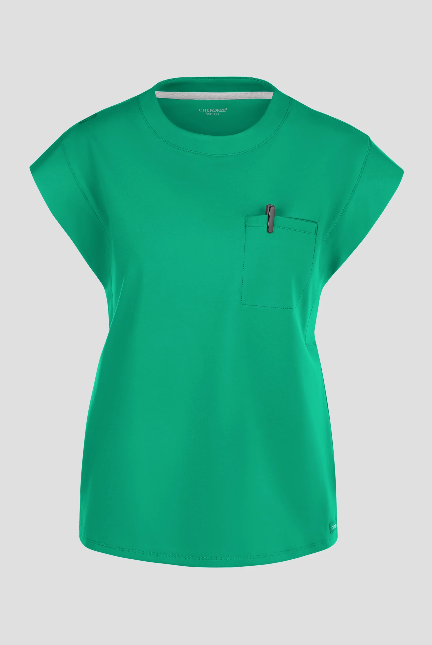 Cherokee Achieve Women's 1-Pocket STRETCH Raglan Sleeve Crew Neck Knit Scrub Top