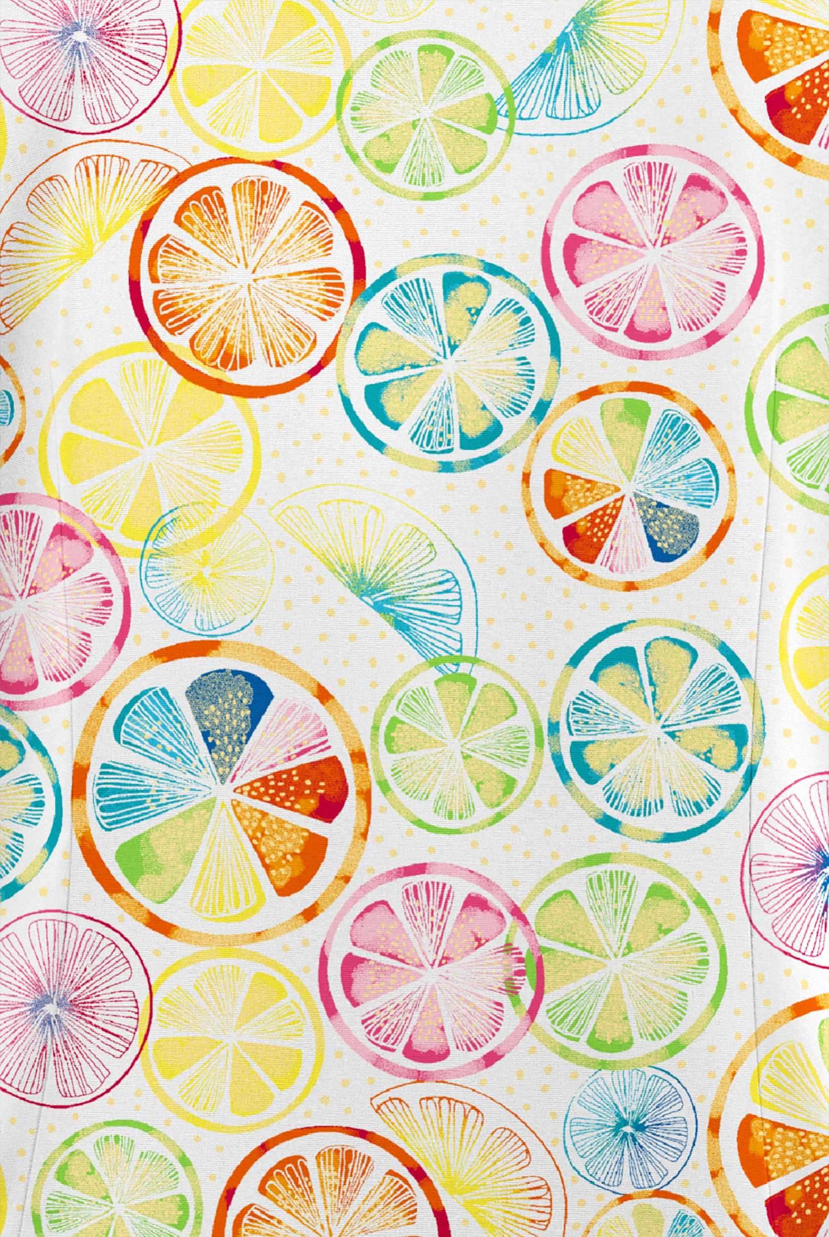 Butter-Soft Originals Citrus Slice Women's 3-Pocket Raglan Sleeve Mock Wrap Print Scrub Top