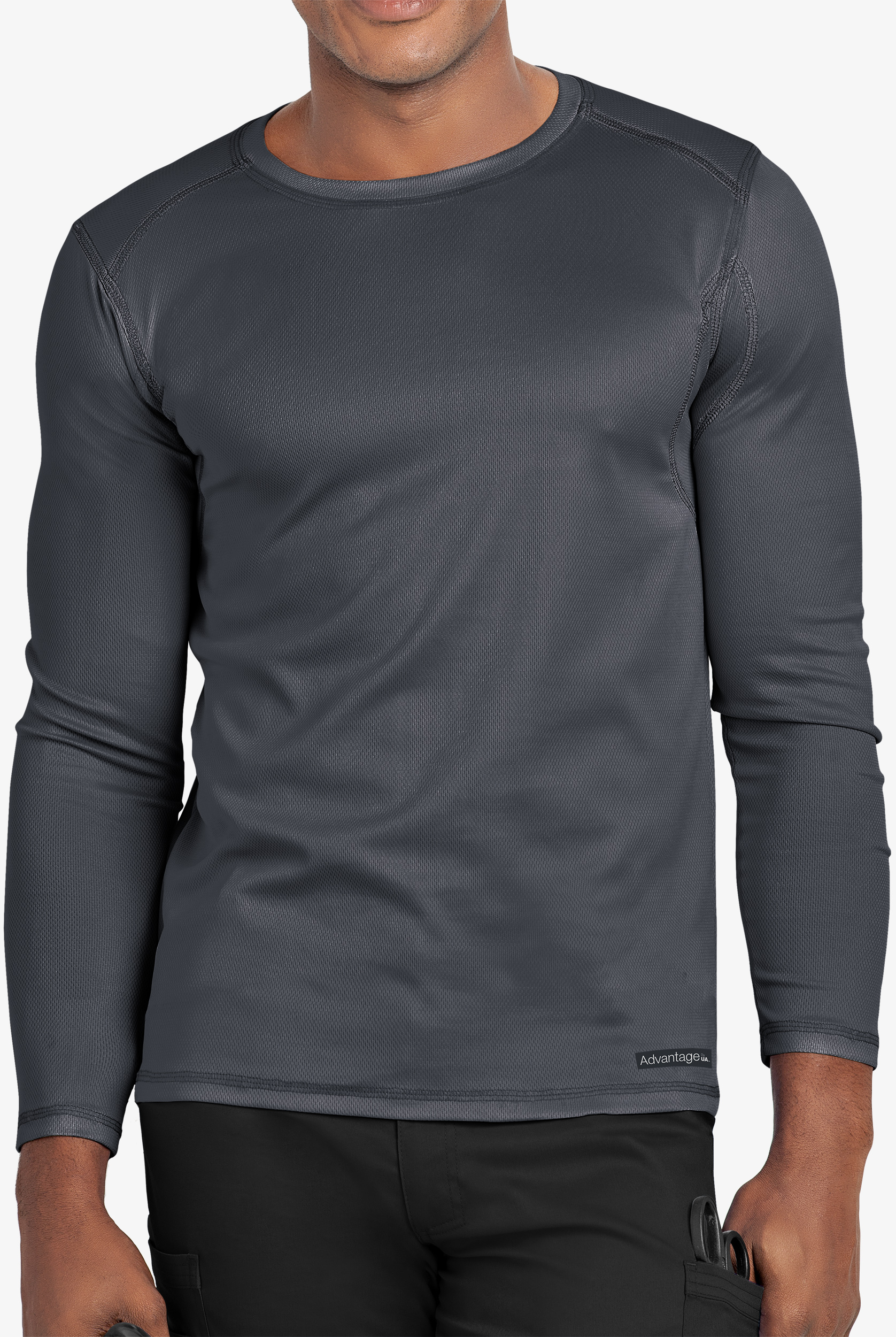 Camiseta médica Advantage STRETCH con cuello redondo y mangas largas para hombre