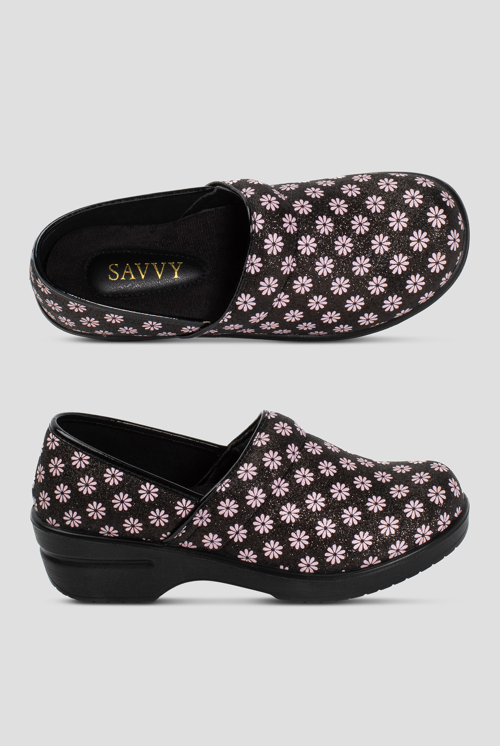 Savvy Women's Brandy Pink Daisy Nursing Clogs