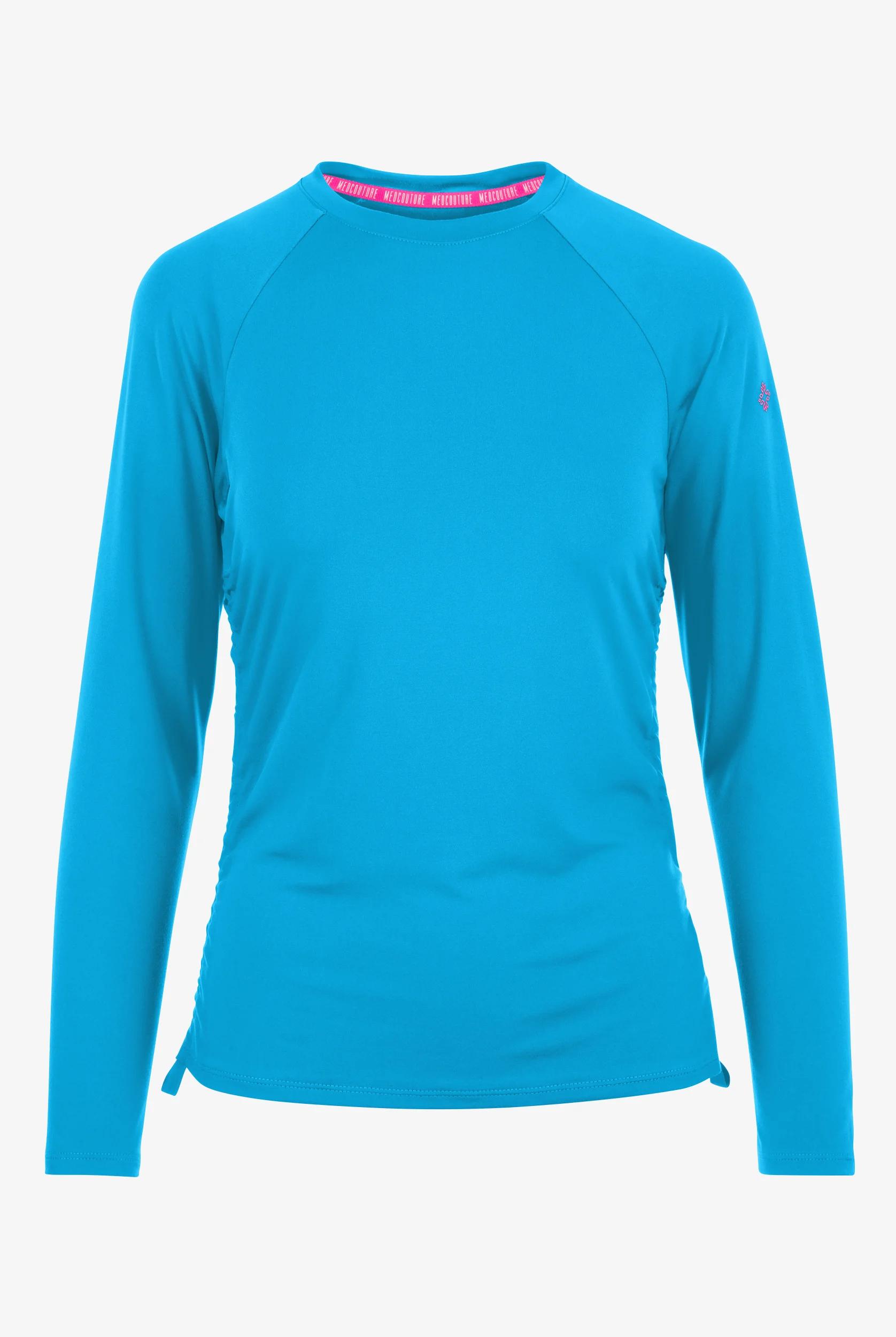 Med Couture Layers Women's STRETCH Ruched Long Sleeve Round Neck Knit Underscrub