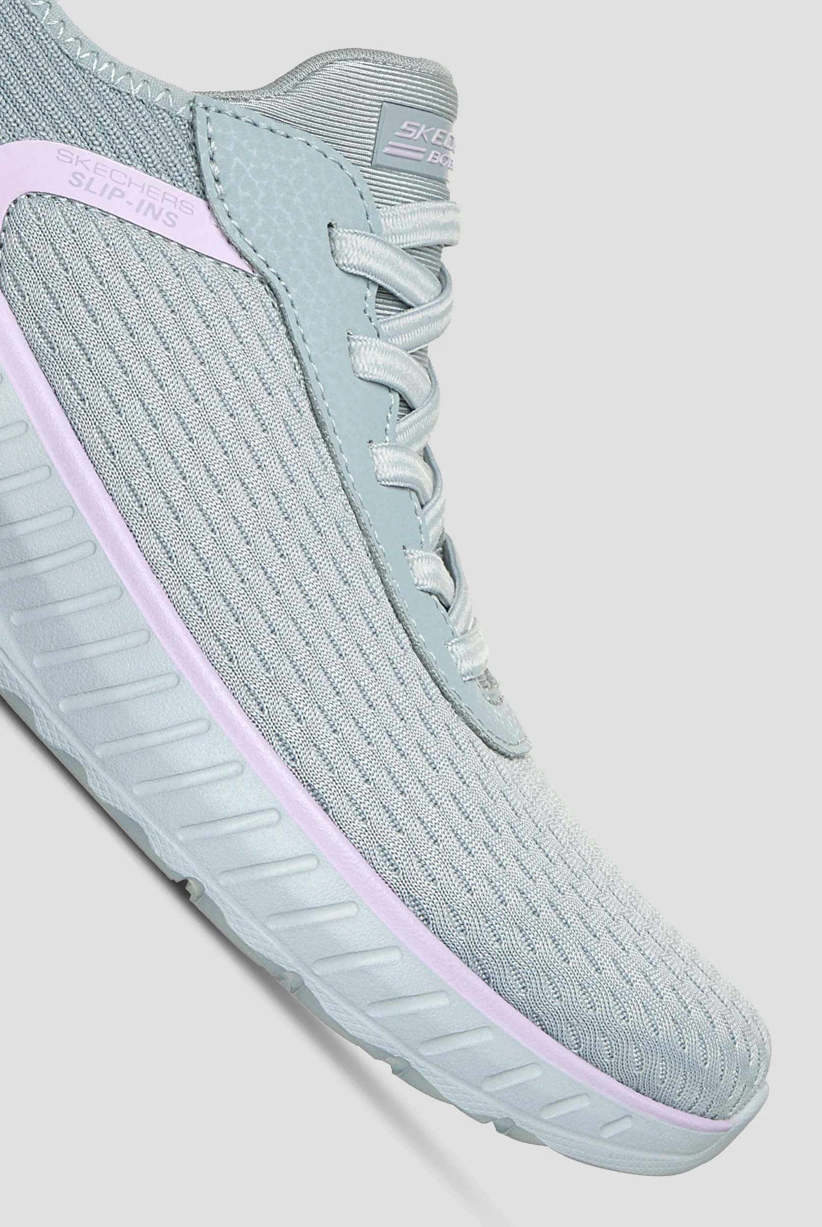 Skechers Bobs Sport Gray/Lavender Women's Slip-Ins Bungee Mesh Sneaker