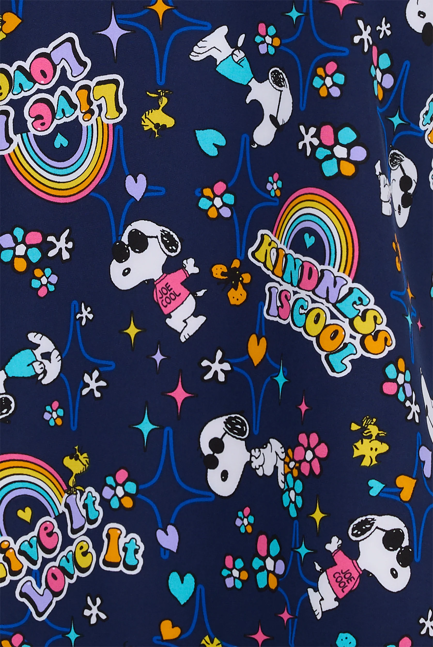 Tooniforms Peanuts Cool Kindness Women's 1-Pocket STRETCH V-Neck Print Scrub Top