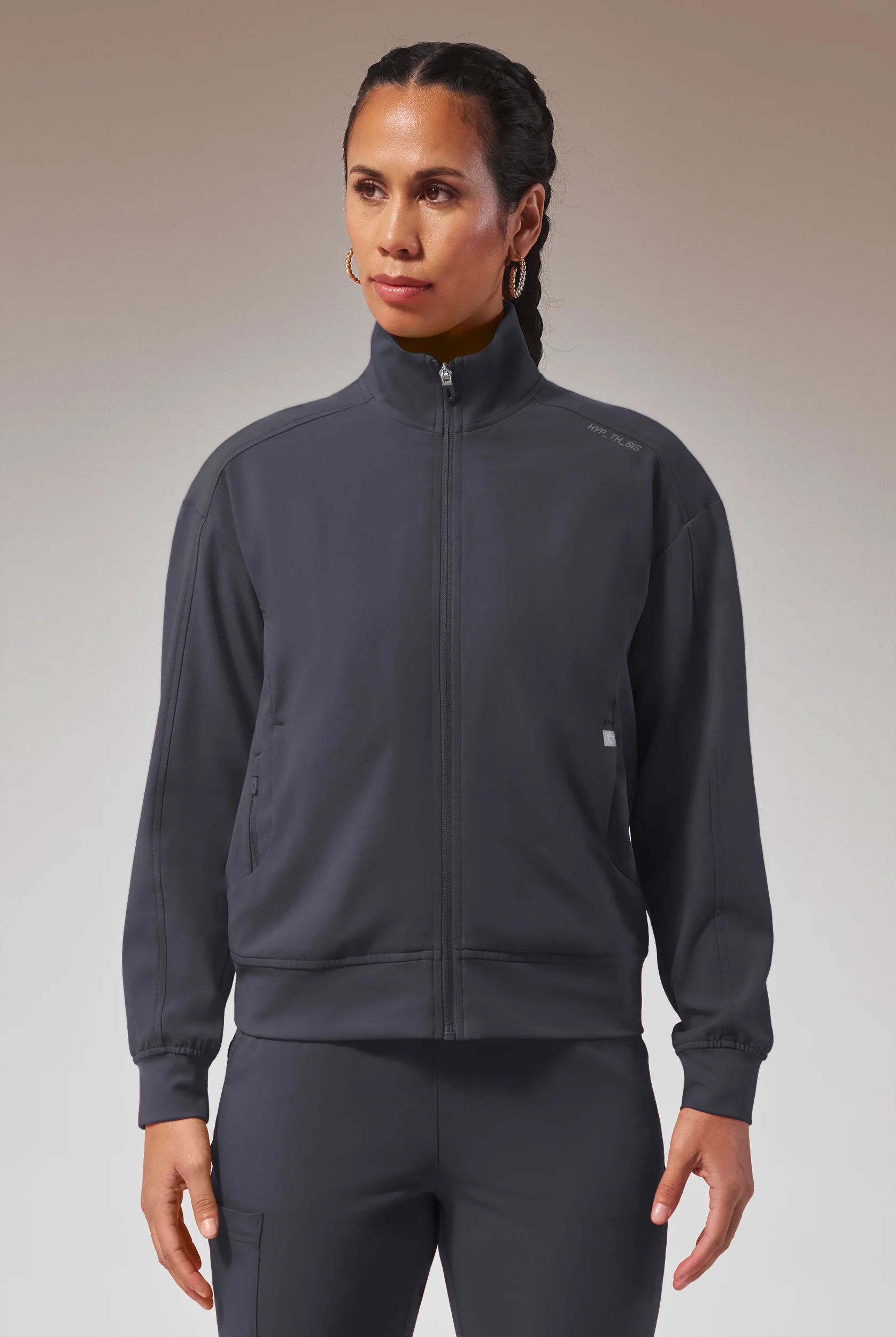Hypothesis Base Women's 3-Pocket Relaxed Fit Zip Front Scrub Jacket