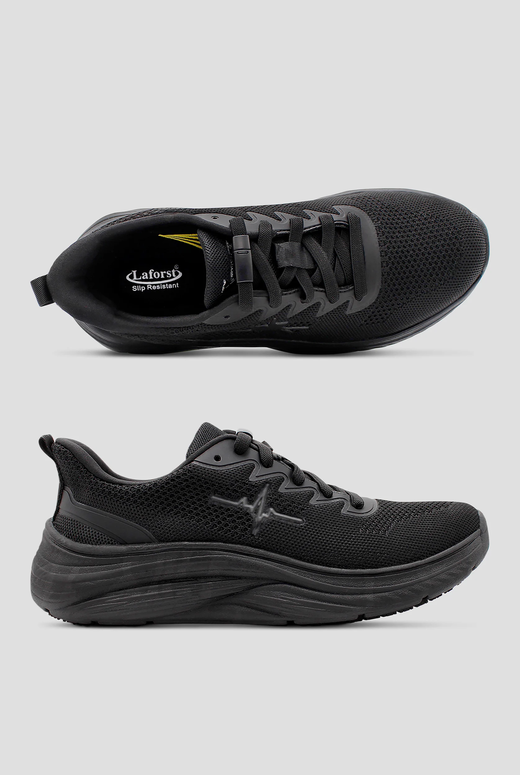 LaForst Women's Extreme Comfort Slip-Resistant Gliders Heartbeat Black Bungee Athletic Shoes