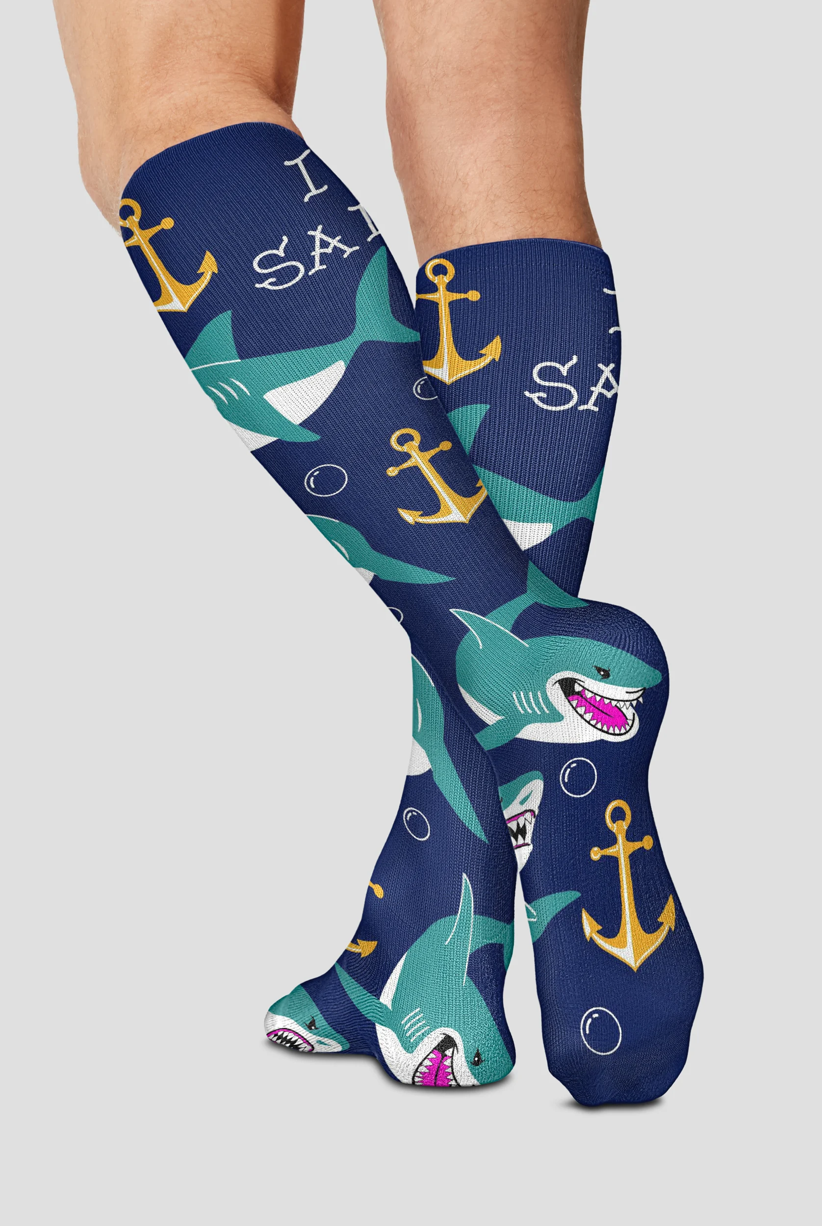 Cherokee I'm Salty Men's 10-15 mmHG Light Compression Socks