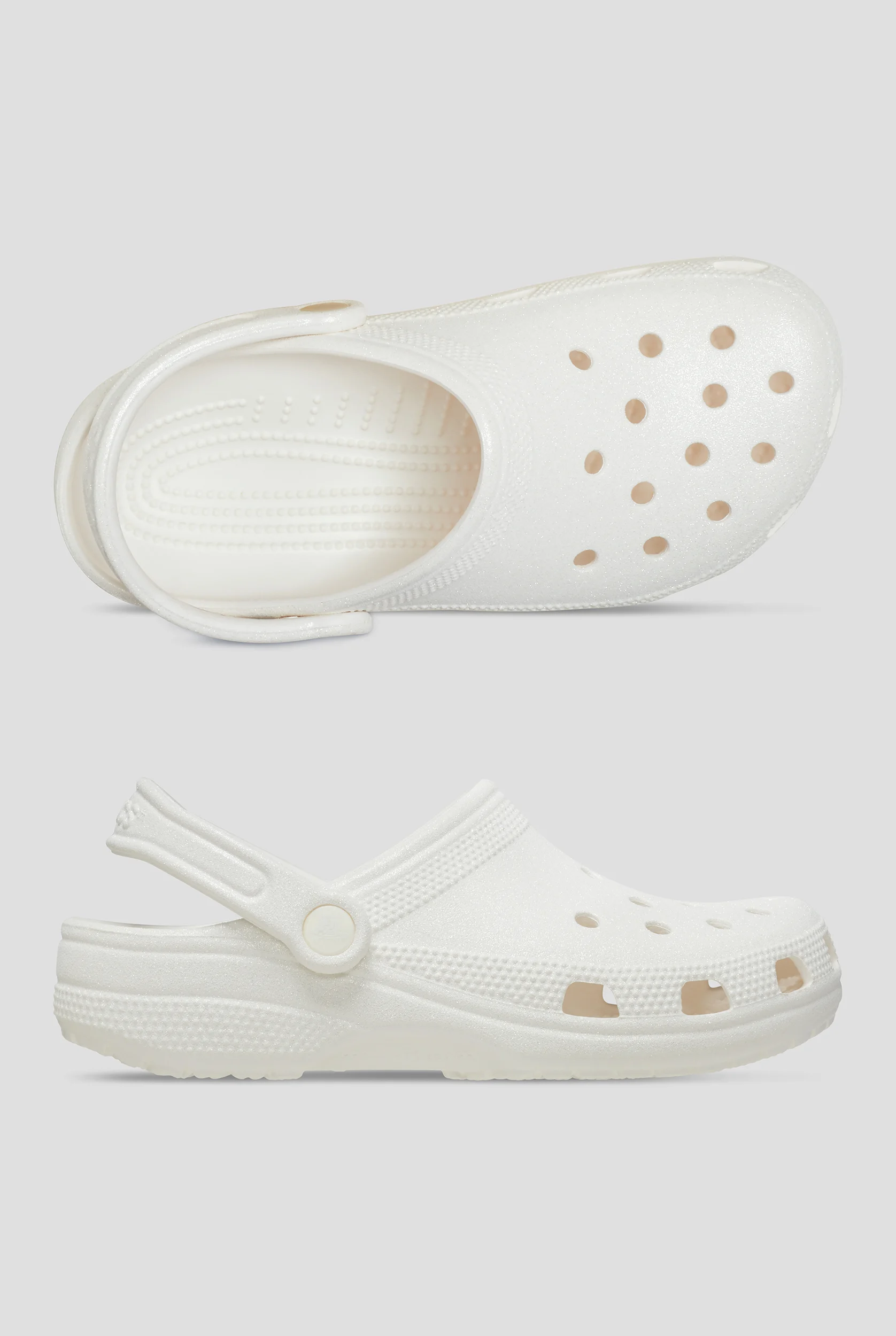 Crocs™ Womens Classic White Glitter Clog