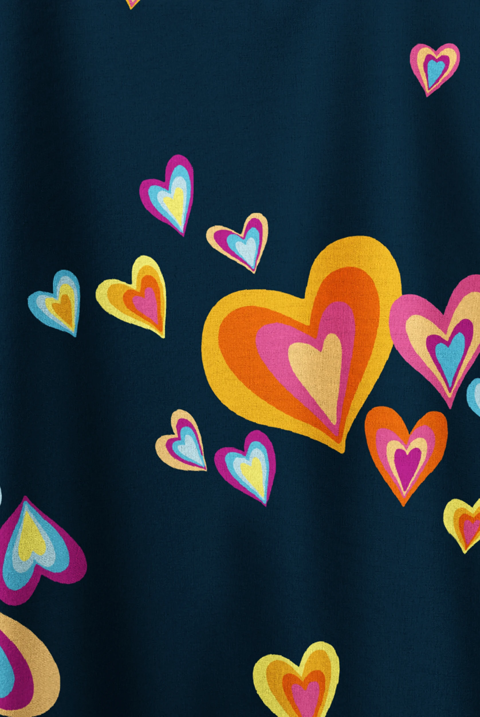 Butter-Soft STRETCH Pop Heart Navy Women's 2-Pocket Oversized Dolman Sleeve Print Scrub Top