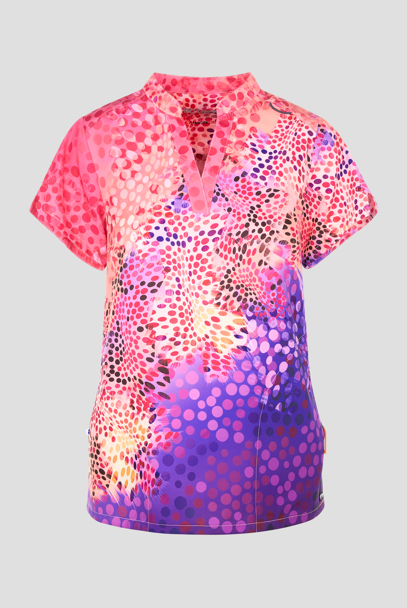 Grey's Anatomy Spandex STRETCH Summer Whispers Abstract Women's 2-Pocket V-Neck Print Scrub Top