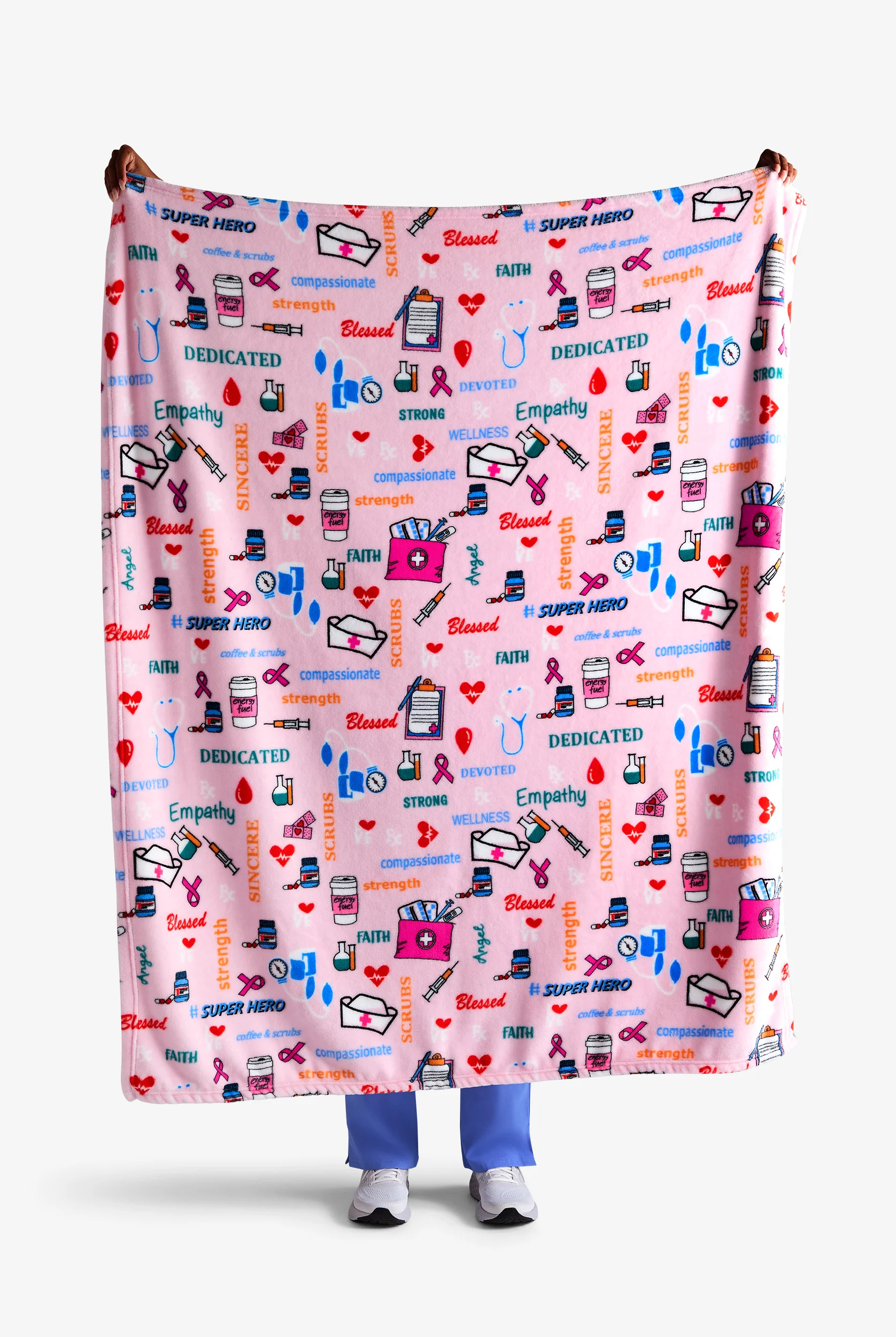 UA Pink Medical Symbols Plush Velvet Blanket