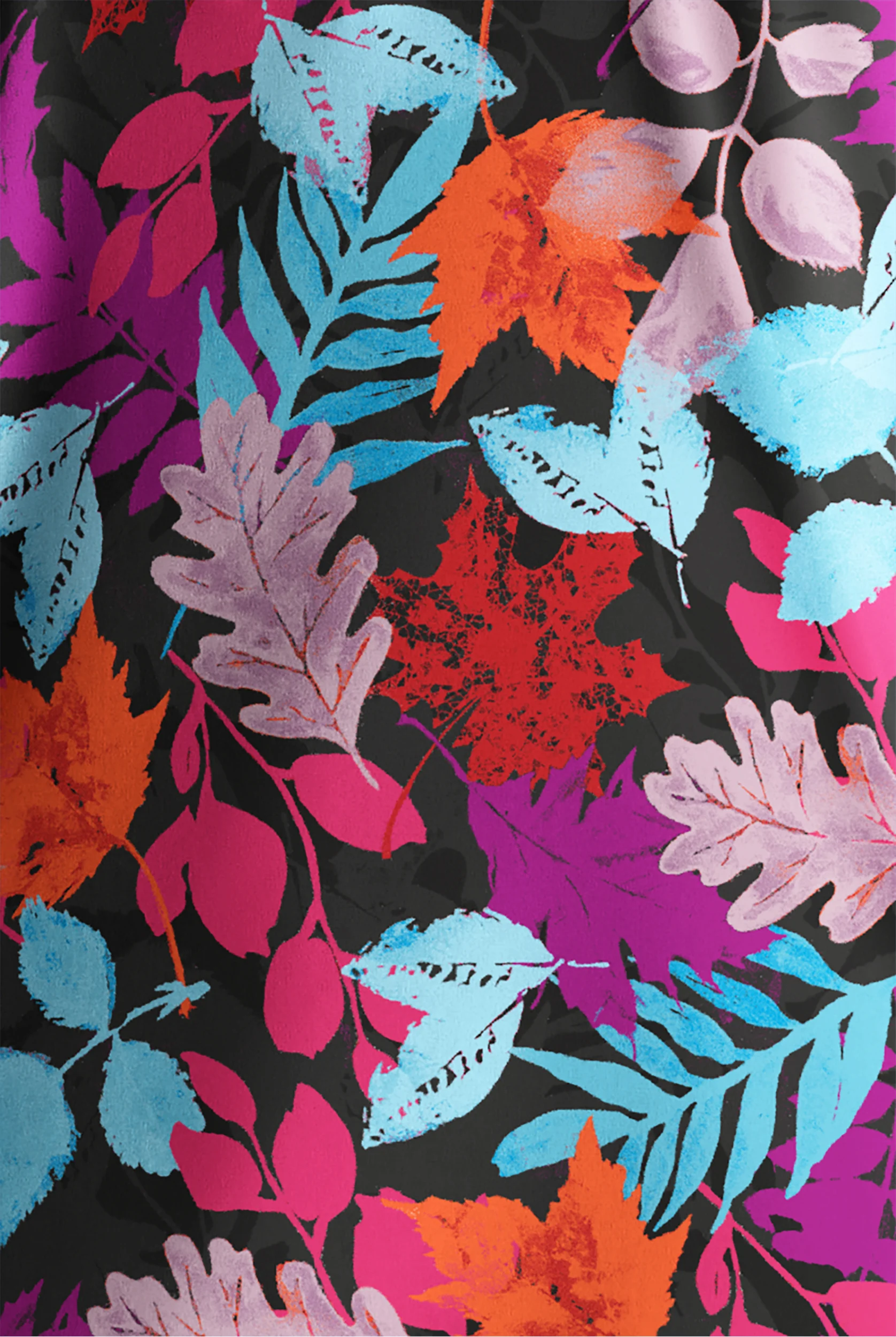 Butter-Soft STRETCH Rustling Leaves Women's 2-Pocket Oversized Dolman Sleeve Print Scrub Top