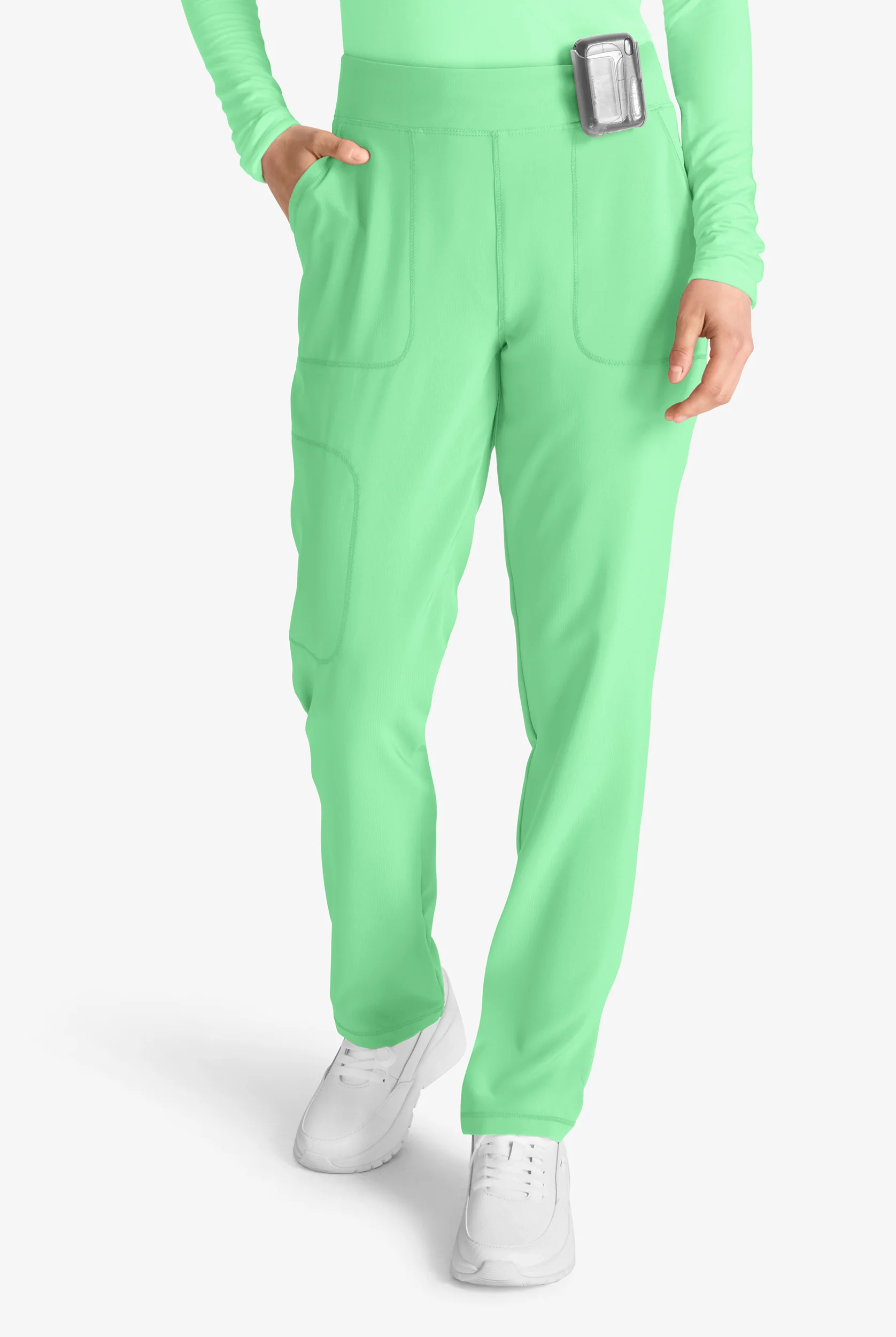 Cherokee Collection Women's 4-Pocket STRETCH Flat Front Rib-Knit Back Waist Cargo Scrub Pants