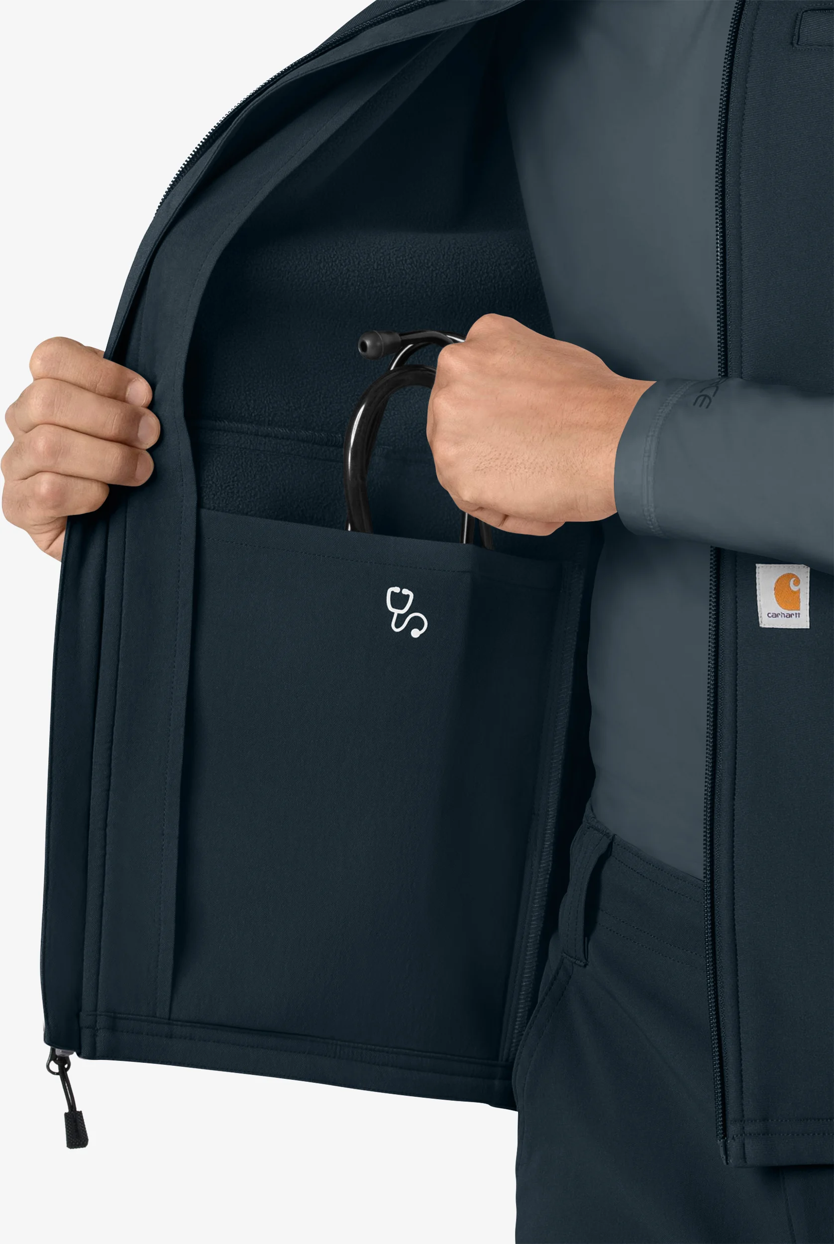 Carhartt Force Rugged Men's 6-Pocket Bonded Fleece Utility Zip Front Scrub Vest