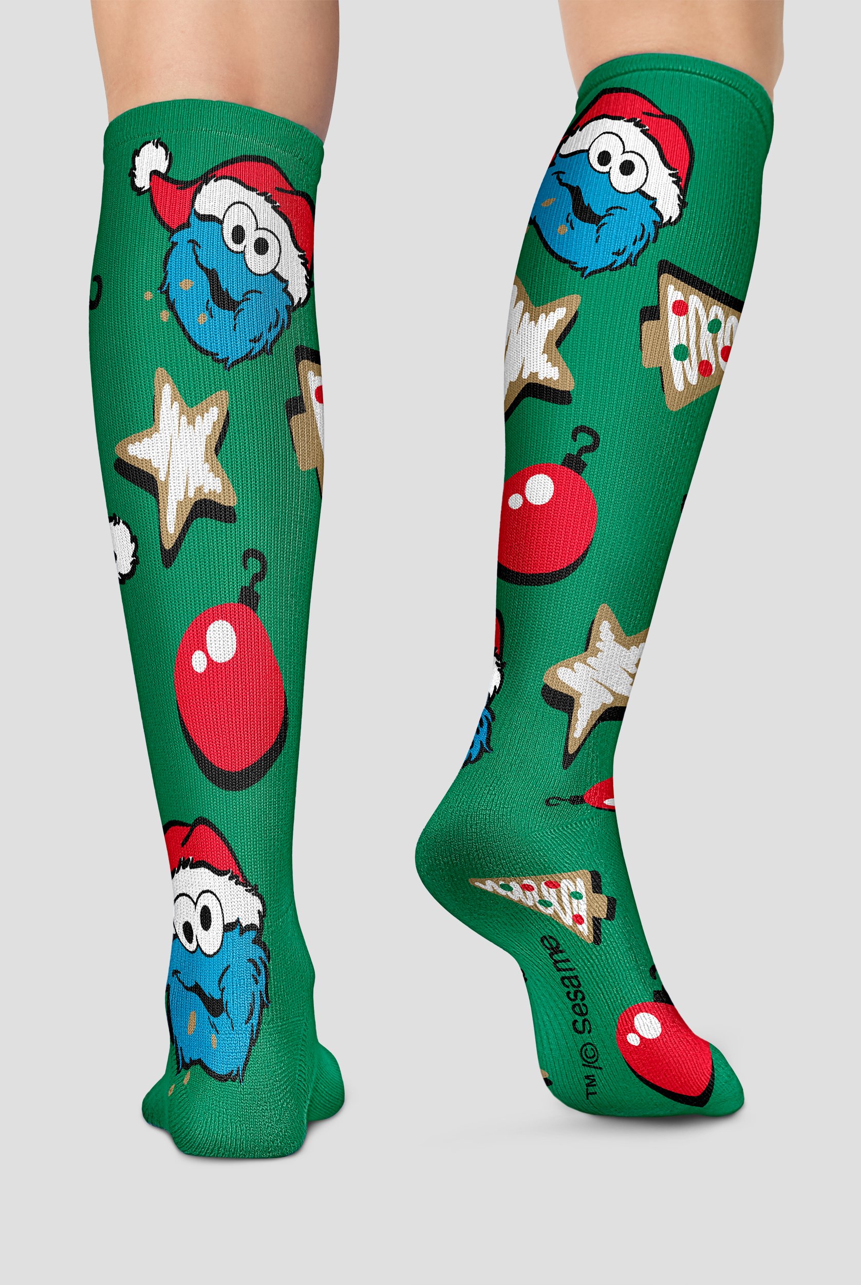 Tooniforms Sesame Street Cookie Ornament Women's 10-15 mmHg Light Compression Socks