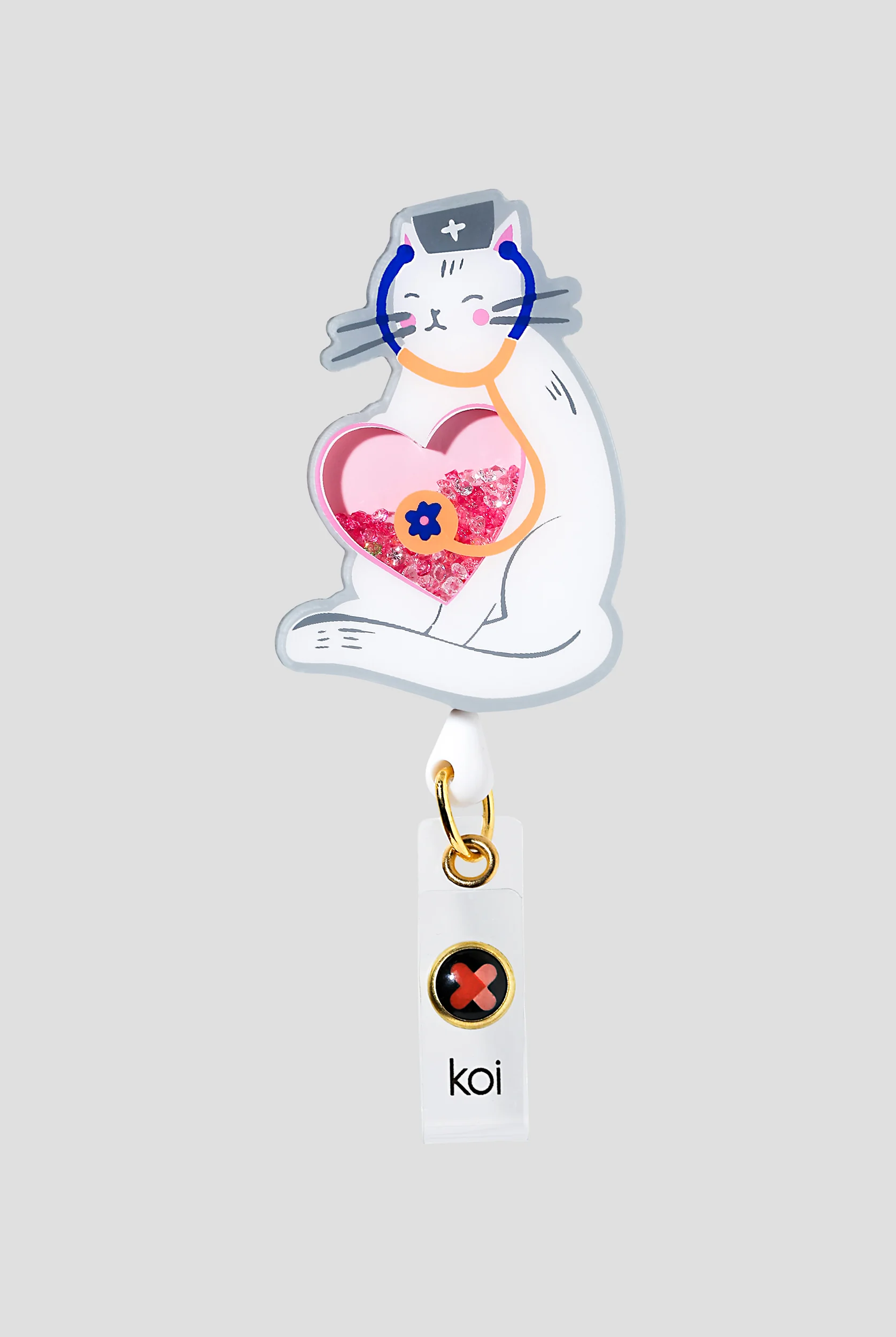 koi Nurse Cat Badge Reel Shaker ID Badge Holder