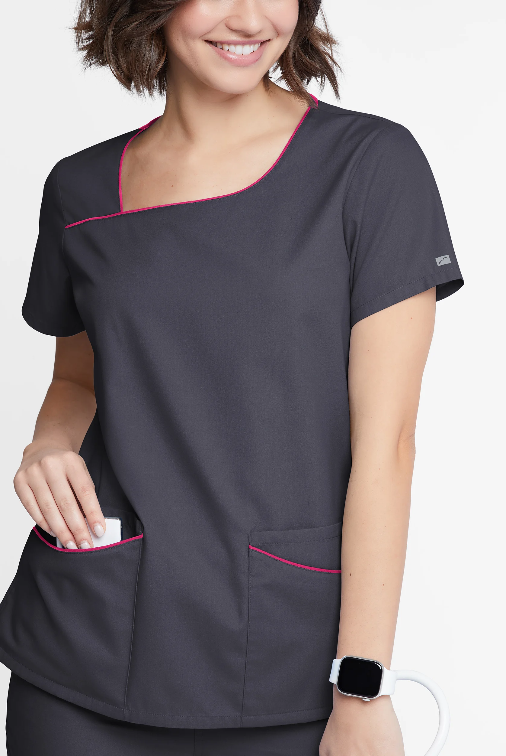 Butter-Soft Originals Women's 4-Pocket Asymmetrical Neck Scrub Top