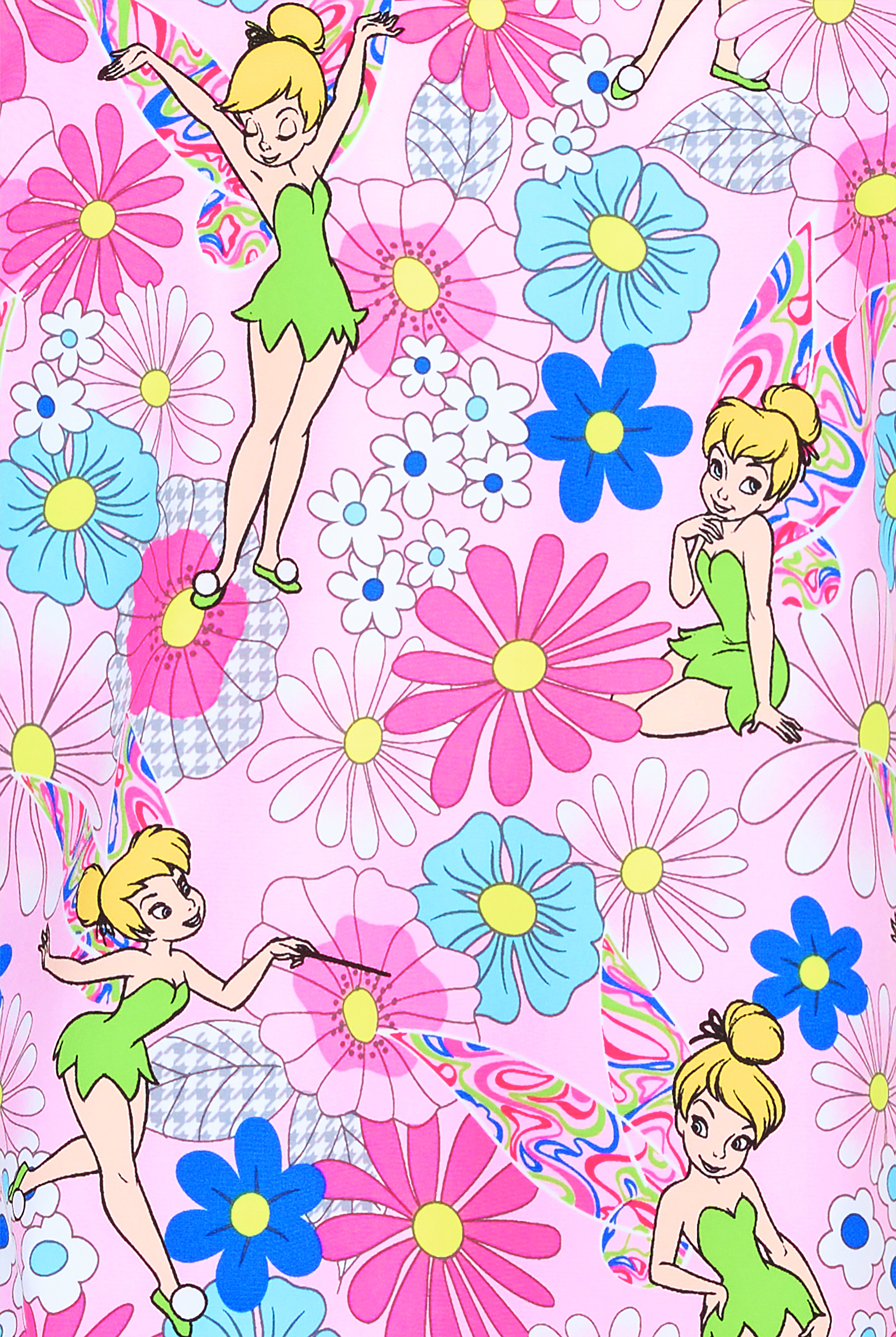 Tooniforms Disney's Tinkerbell Stay Feisty Women's 2-Pocket STRETCH V-Neck Print Scrub Top