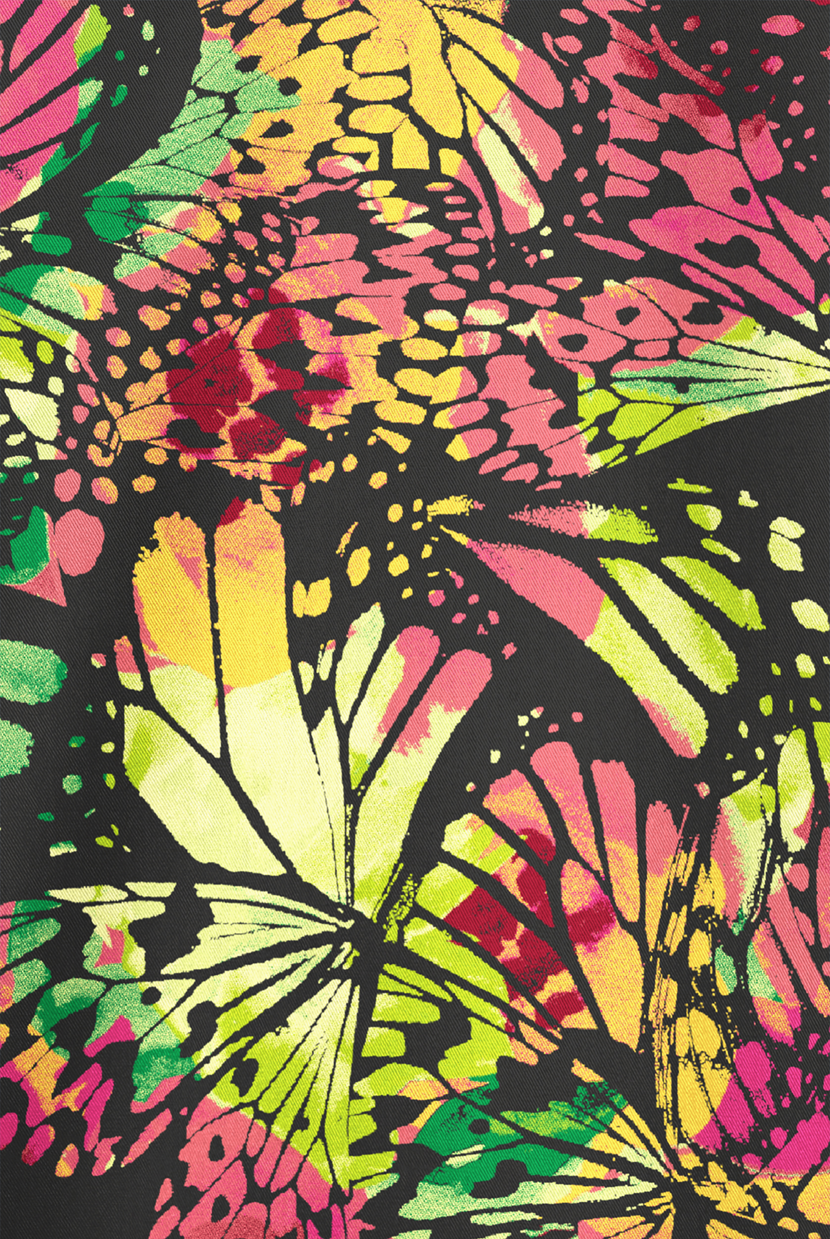 Butter-Soft STRETCH Black Abstract Butterflies Women's 1-Pocket V-Neck Print Scrub Top