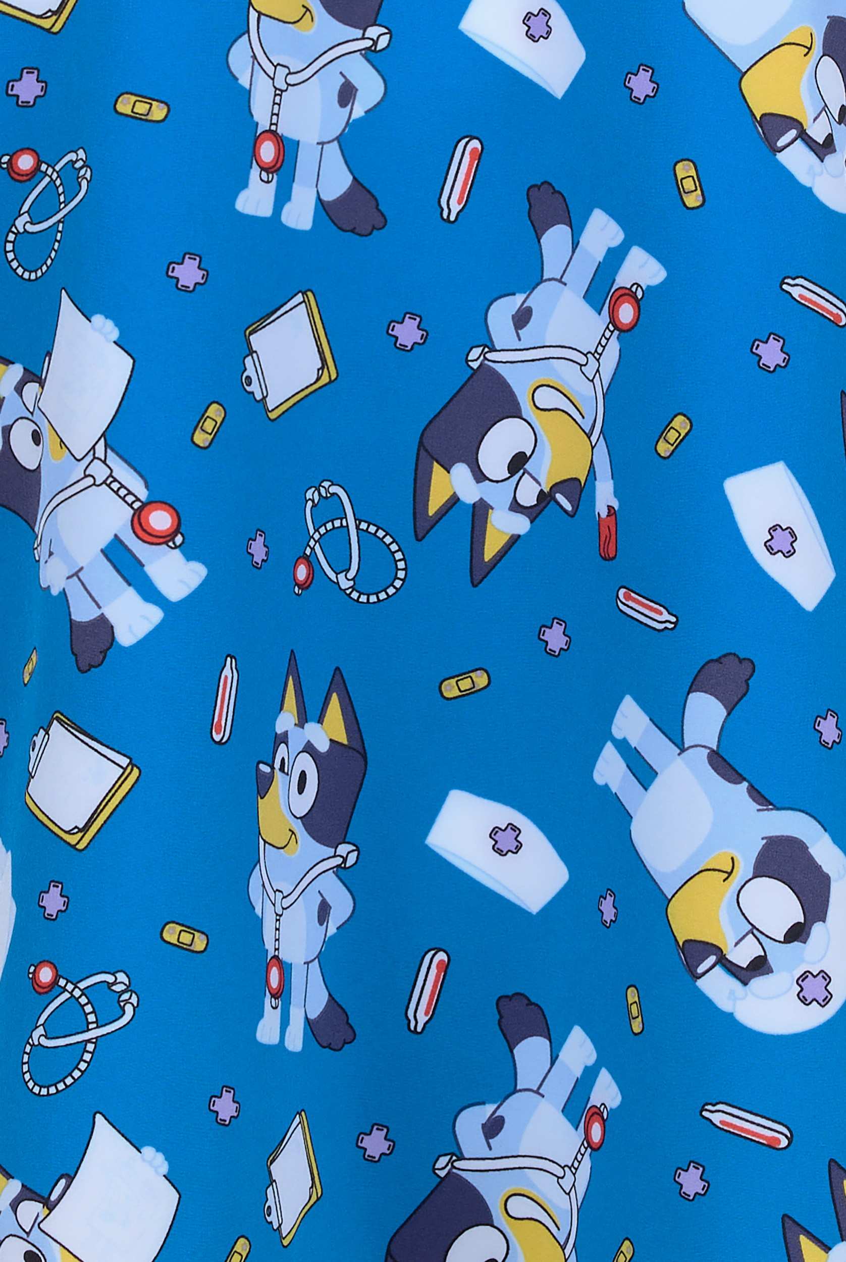 Tooniforms Disney's Nurse Bluey Women's 2-Pocket STRETCH V-Neck Print Scrub Top