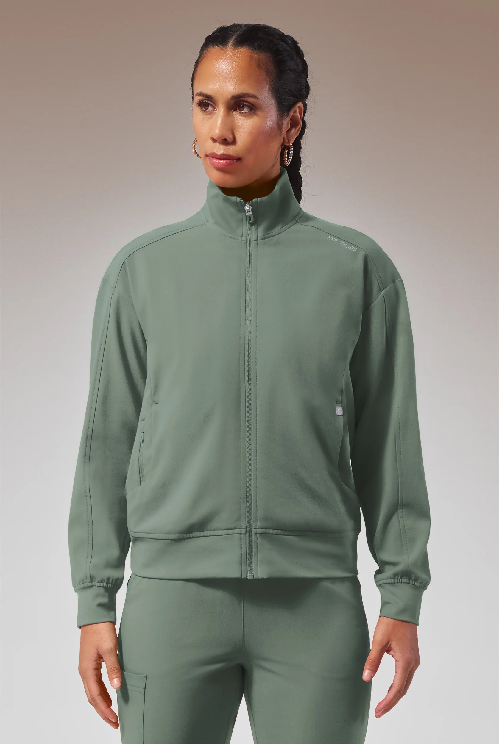 Hypothesis Base Women's 3-Pocket Relaxed Fit Zip Front Scrub Jacket