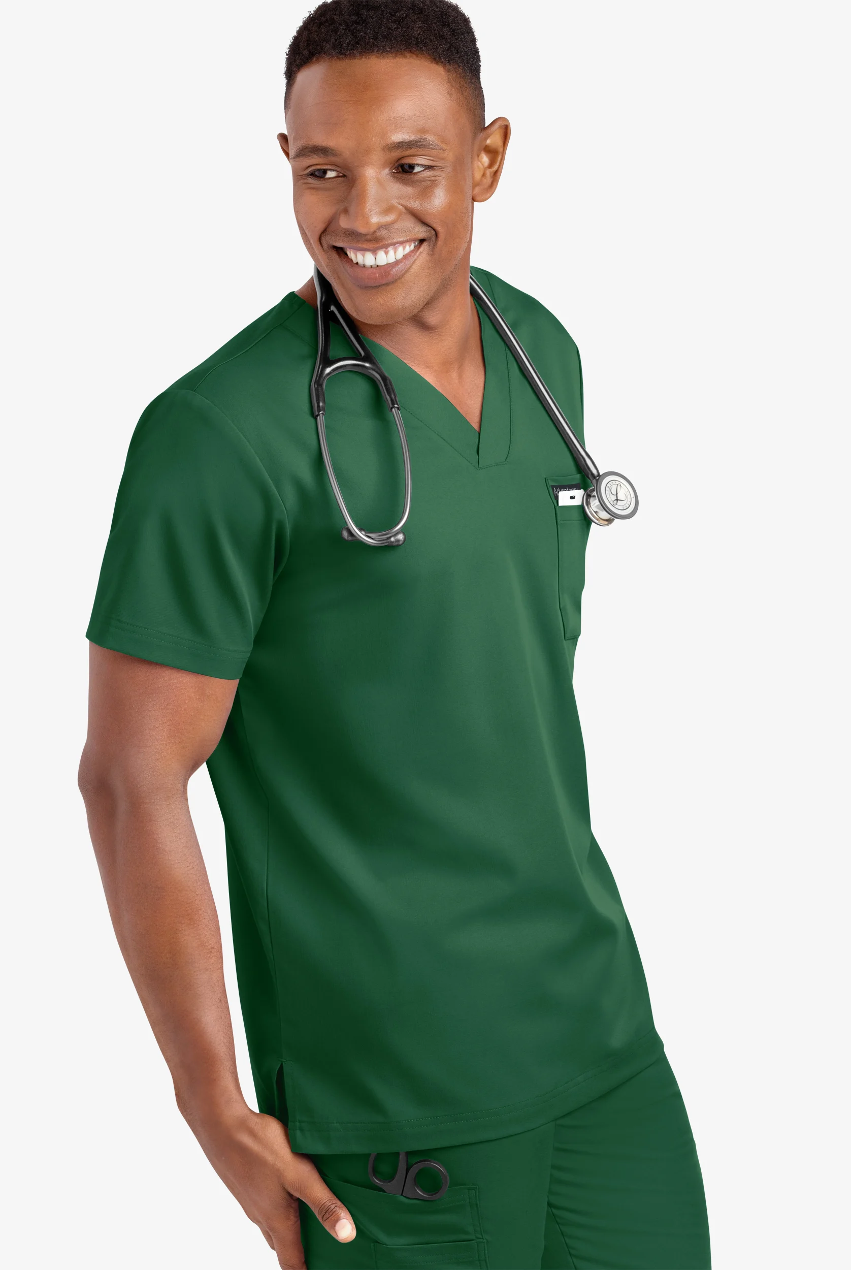 Camisa m&eacute;dica UA Advantage STRETCH con cuello en V y 2 bolsillos para hombre 