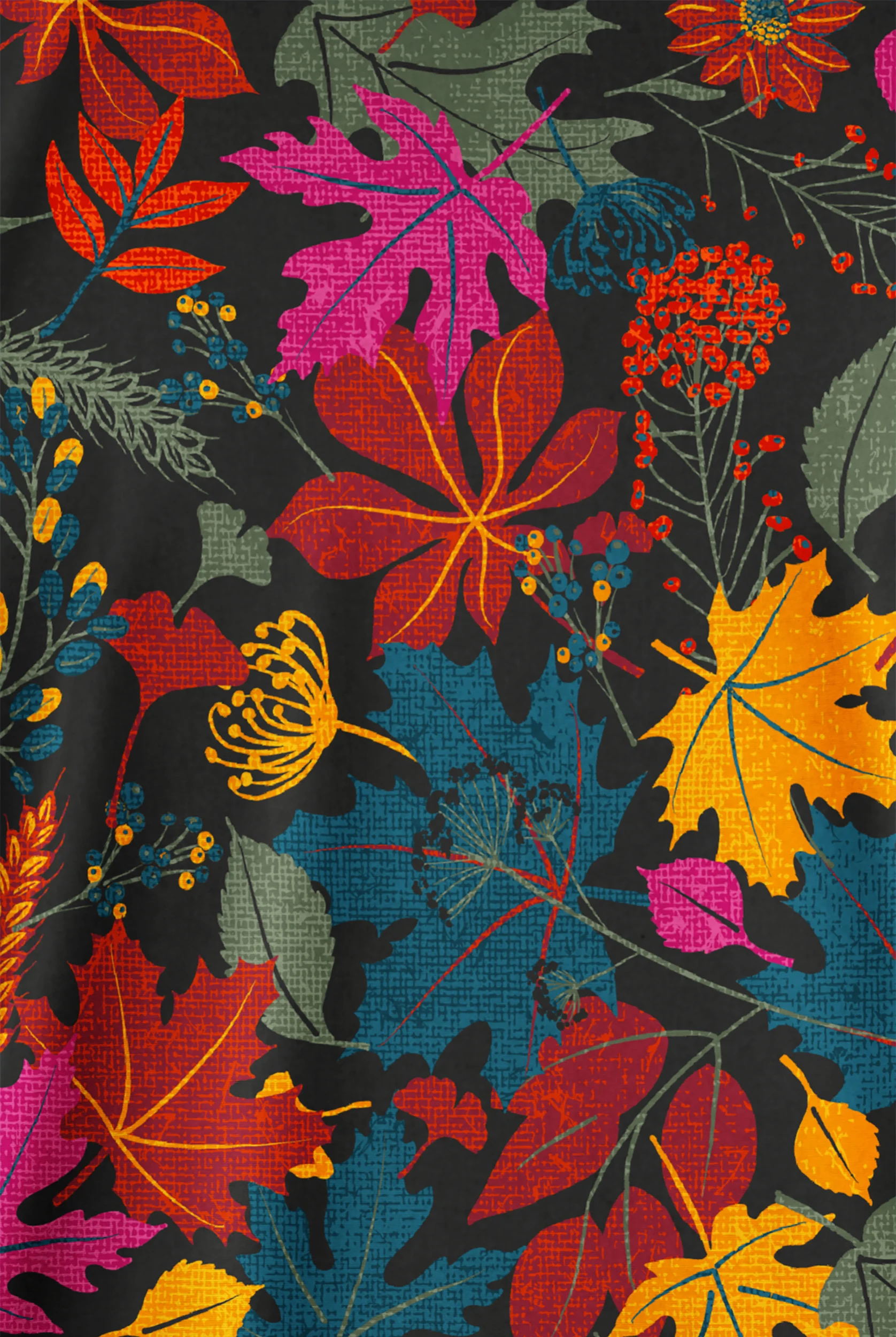 Butter-Soft Originals Vermont Leaves Women's 2-Pocket V-Neck Print Scrub Top