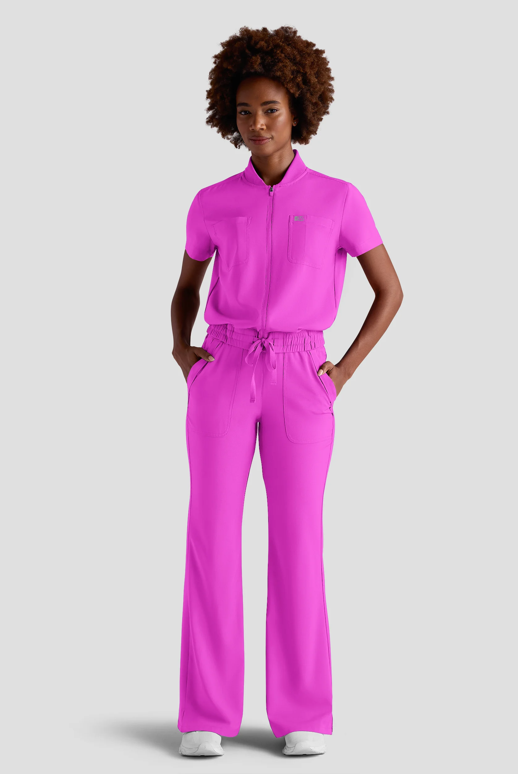 Easy STRETCH Nika Women's Zip Front Scrub Top&ndash; 2-Piece Jumpsuit Top